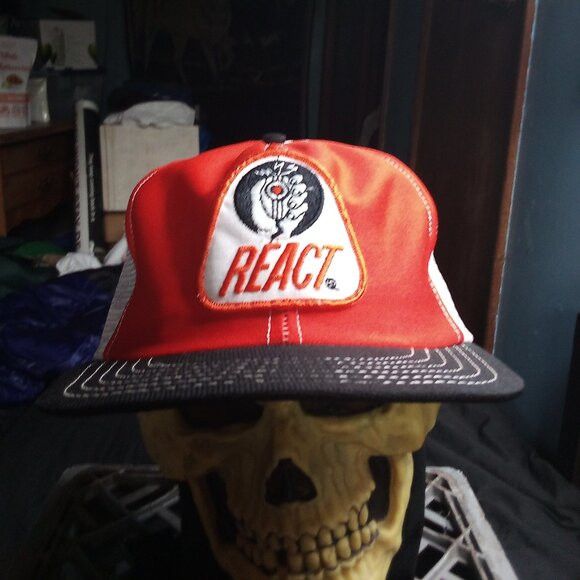 Other Vintage React CB Radio Patch Snap Trucker Hat Cap Size ONE SIZE - 1 Thumbnail