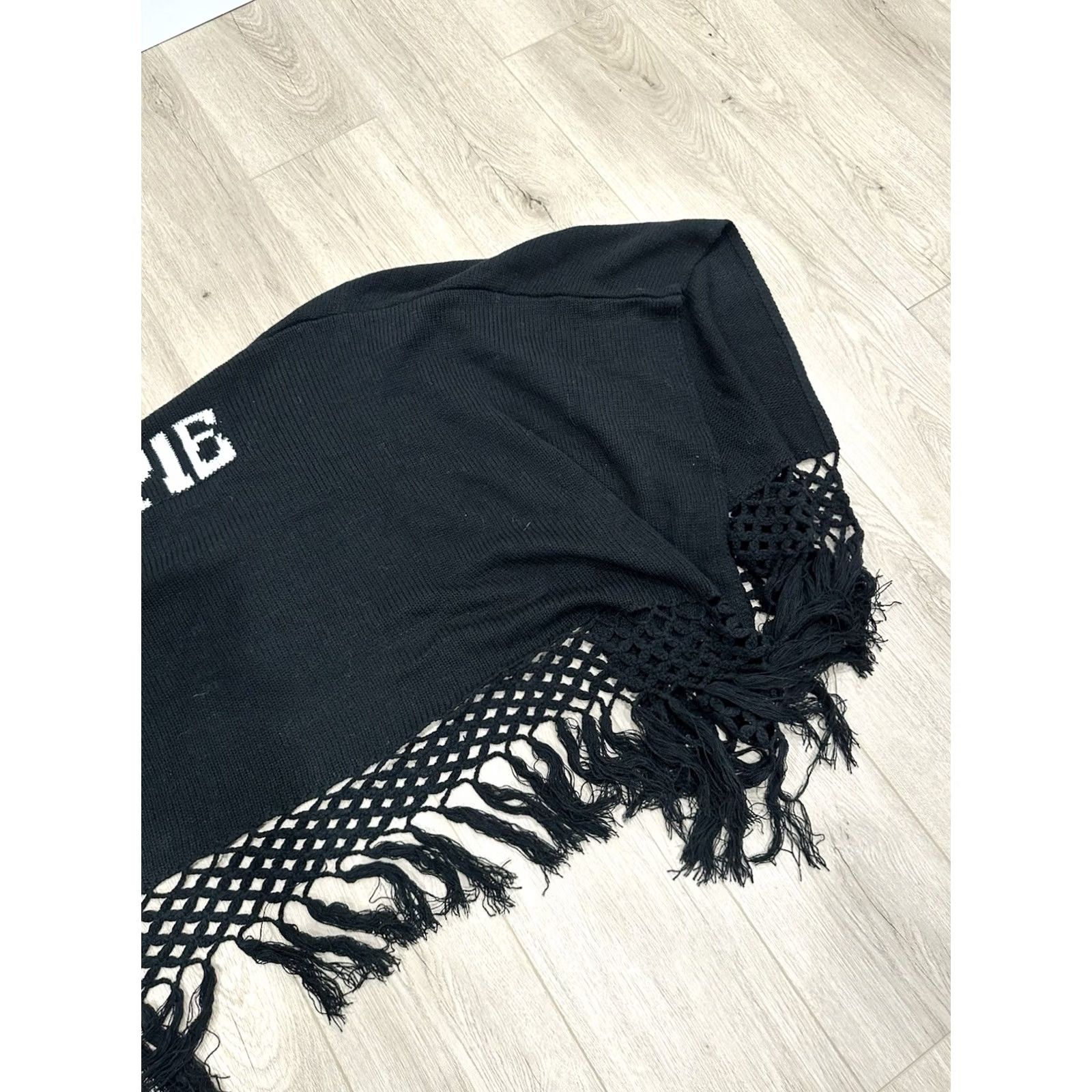 Vintage VINTAGE Lyric Culture Janis Joplin Black Long Sweater Cardigan Cape One Size Hippie Size ONE SIZE - 7 Thumbnail