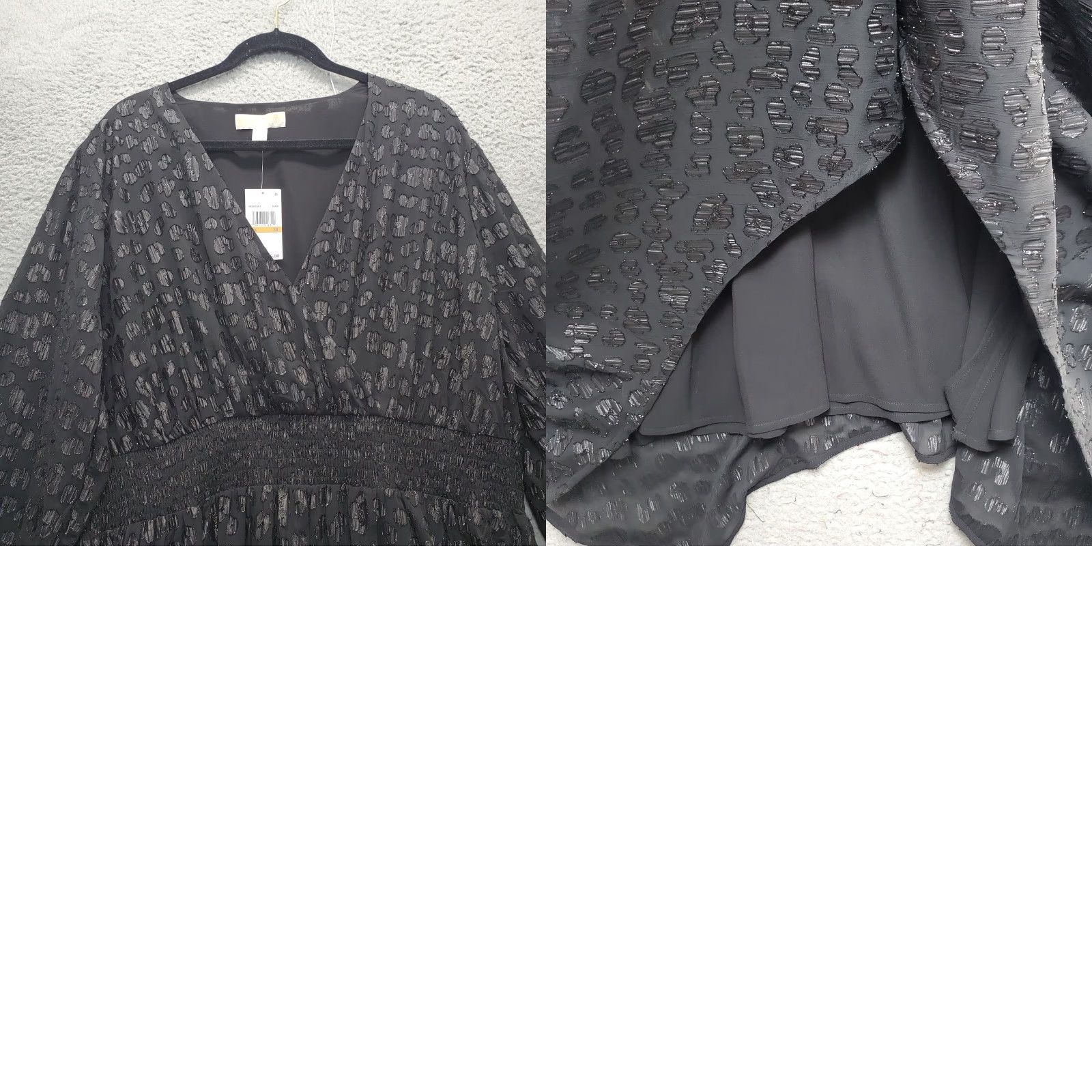Michael Kors Michael Kors Maxi Dress Womens 3X Black Sparkly Jacquard Handkerchief-Hem Balloon-Sleeve Long Dress Size XXL / US 16-18 / IT 52-54 - 8 Thumbnail