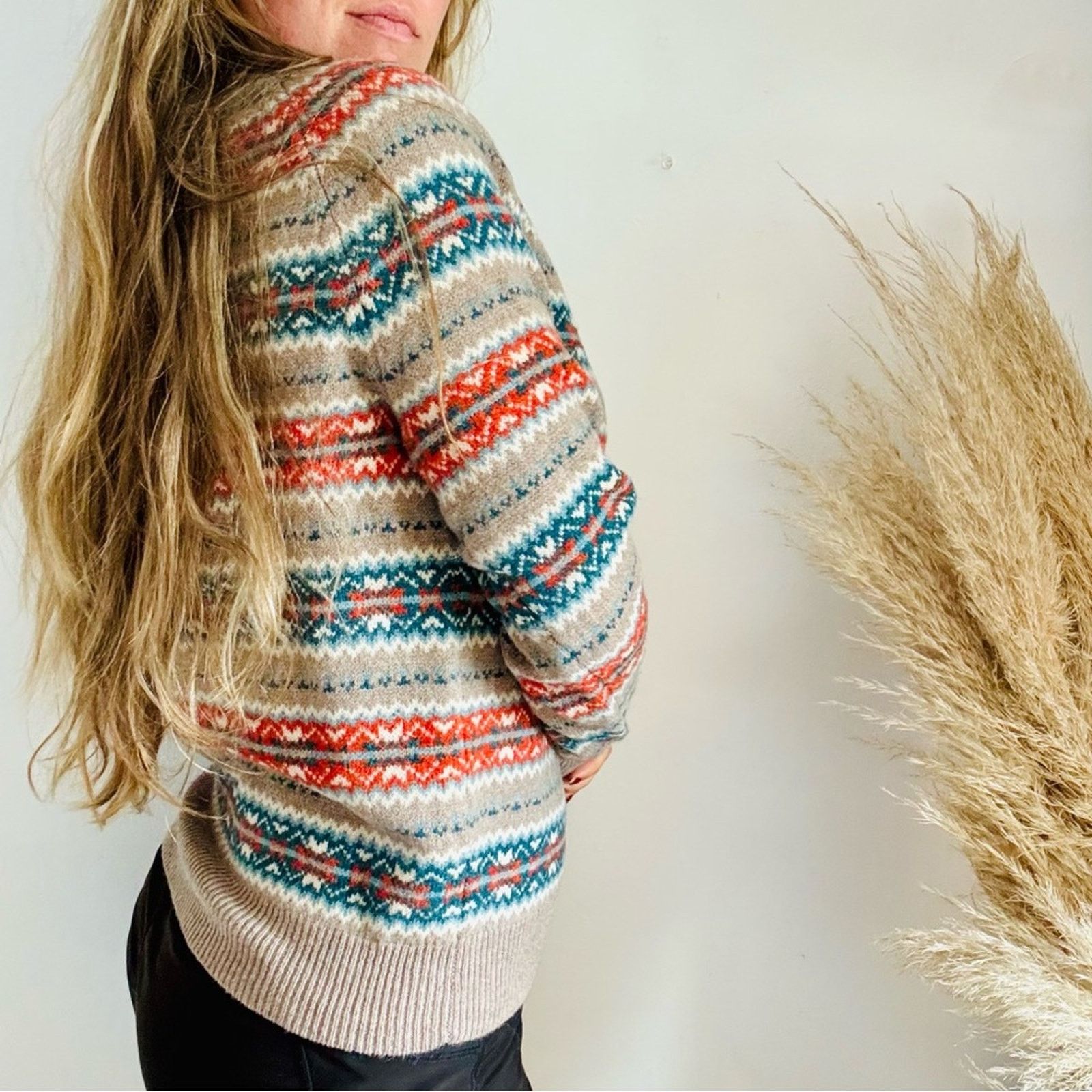 J.Crew J CREW Beige Tan Fair Isle Knit Stripe $228 Pullover Sweater Size S / US 4 / IT 40 - 11 Thumbnail