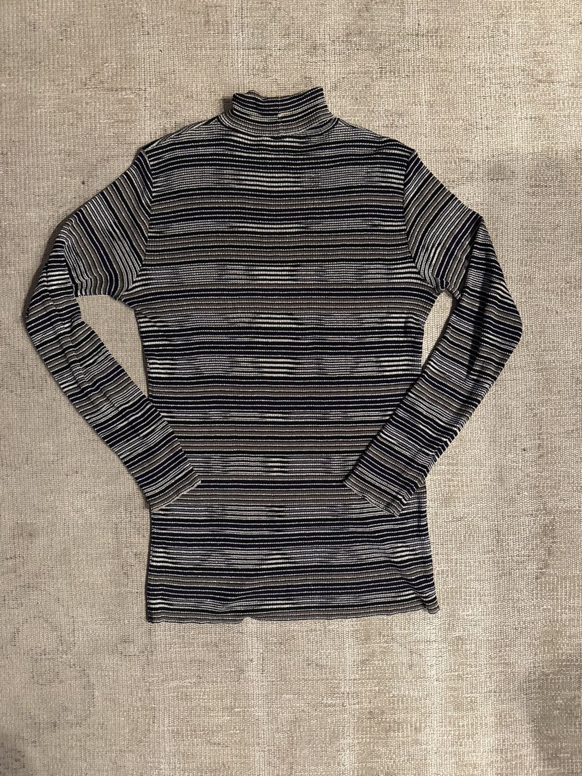 Missoni vintage Turtleneck knit LS shirt striped silver 52