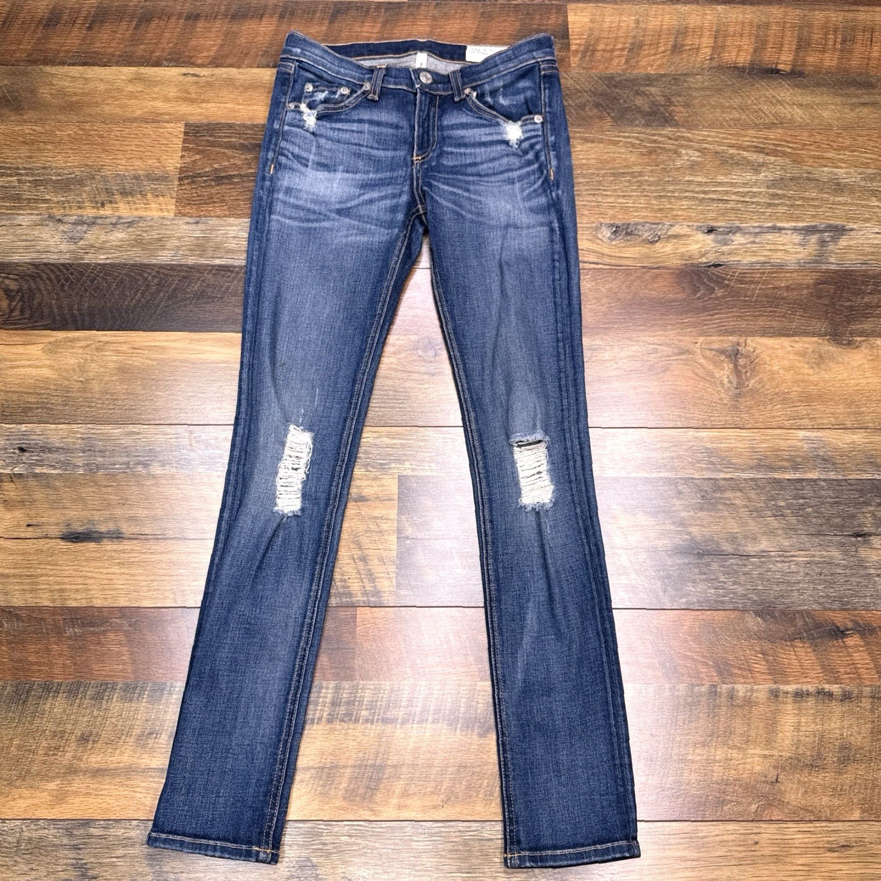 Rag & Bone Rag & Bone Capri Jeans Womens 25 Distressed Stretch Slim Blue Denim 5-Pocket City USA 26.5in Inseam Vintage No Size 42" / US 20 - 2 Thumbnail