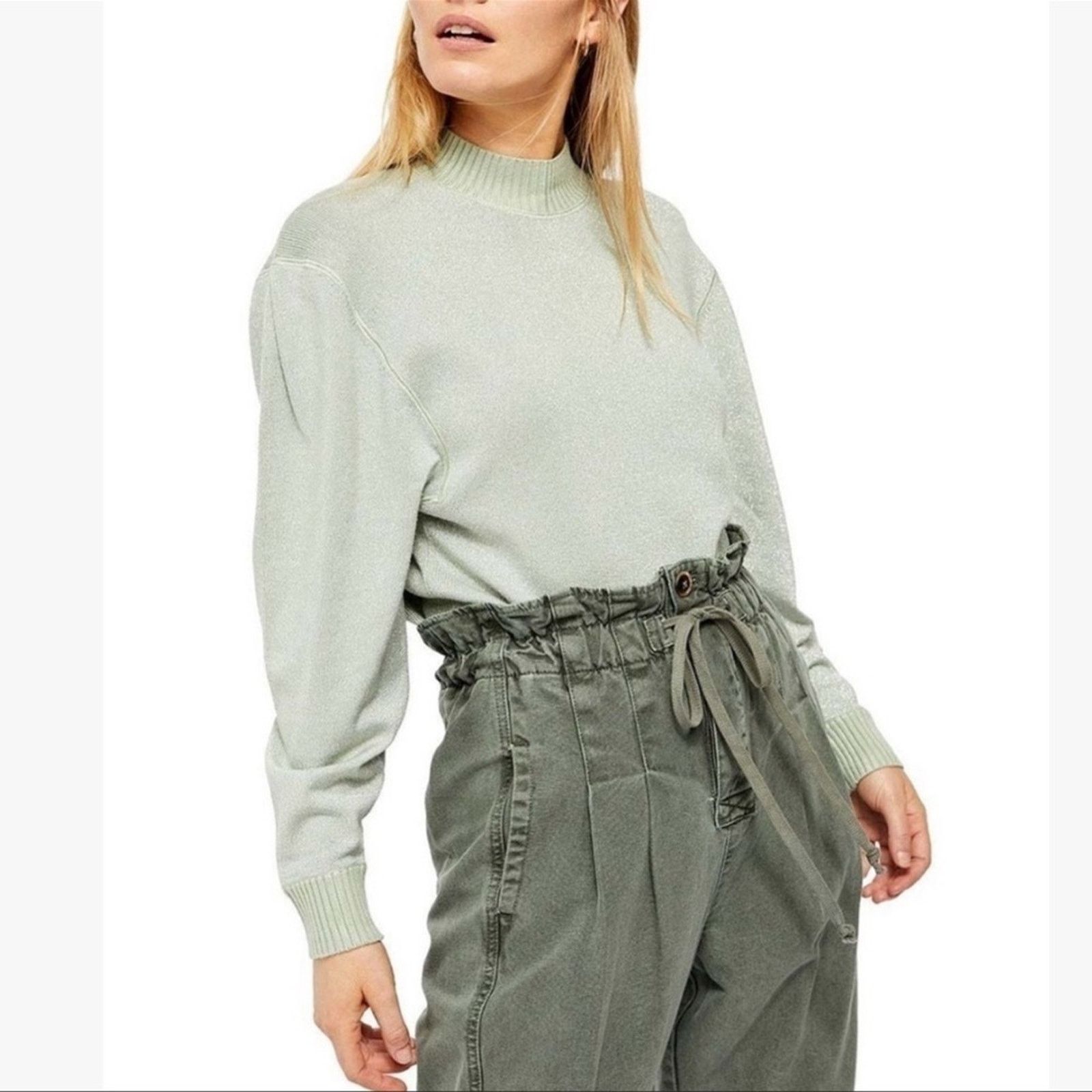 Free People Free People Starry Night Shimmer Pullover Mock Neck Sweater Size L / US 10 / IT 46 - 1 Thumbnail