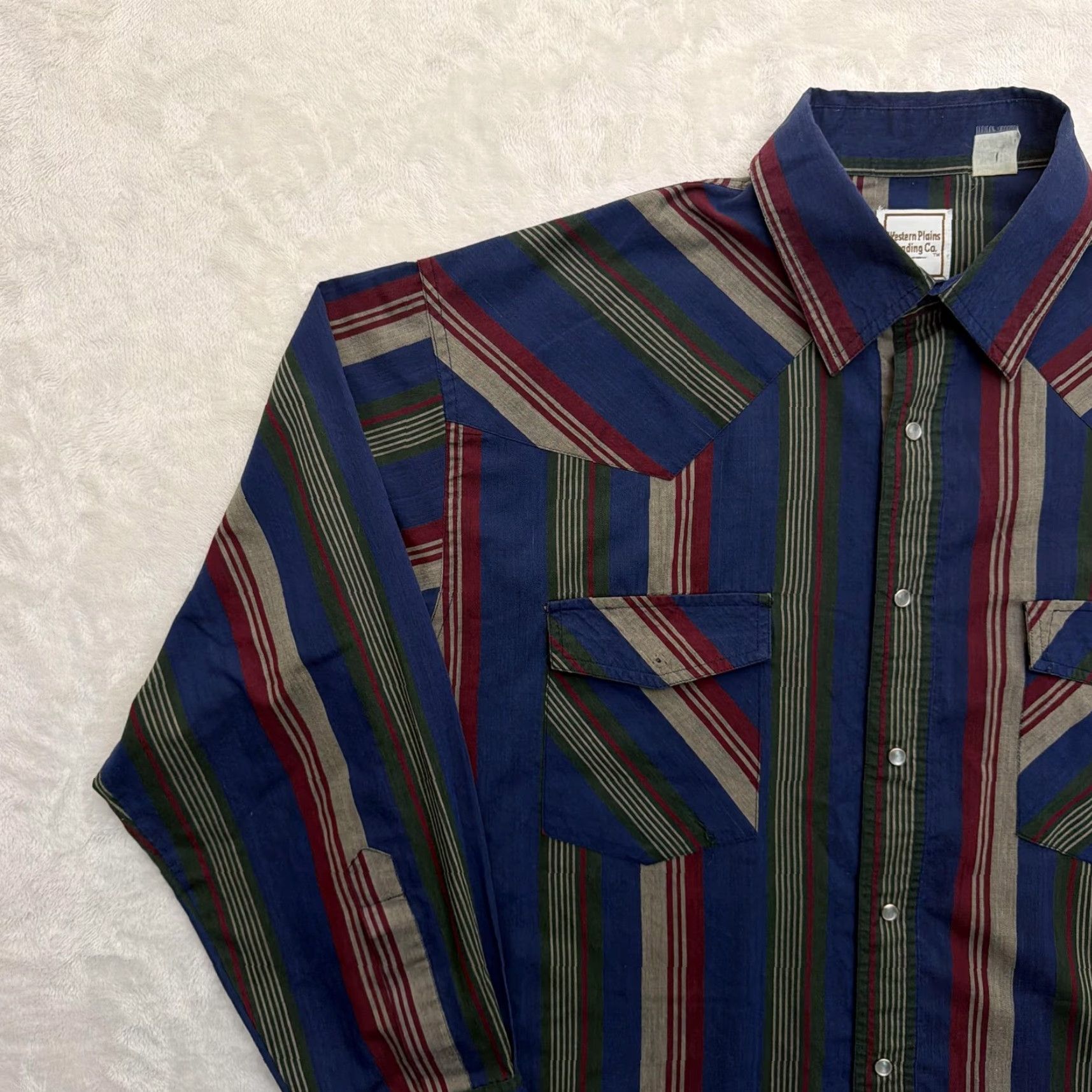 CO Western Plains Trading Co Shirt Mens 2XL Blue Striped Western Snap Long Sleeve Size US XXL / EU 58 / 5 - 6 Thumbnail