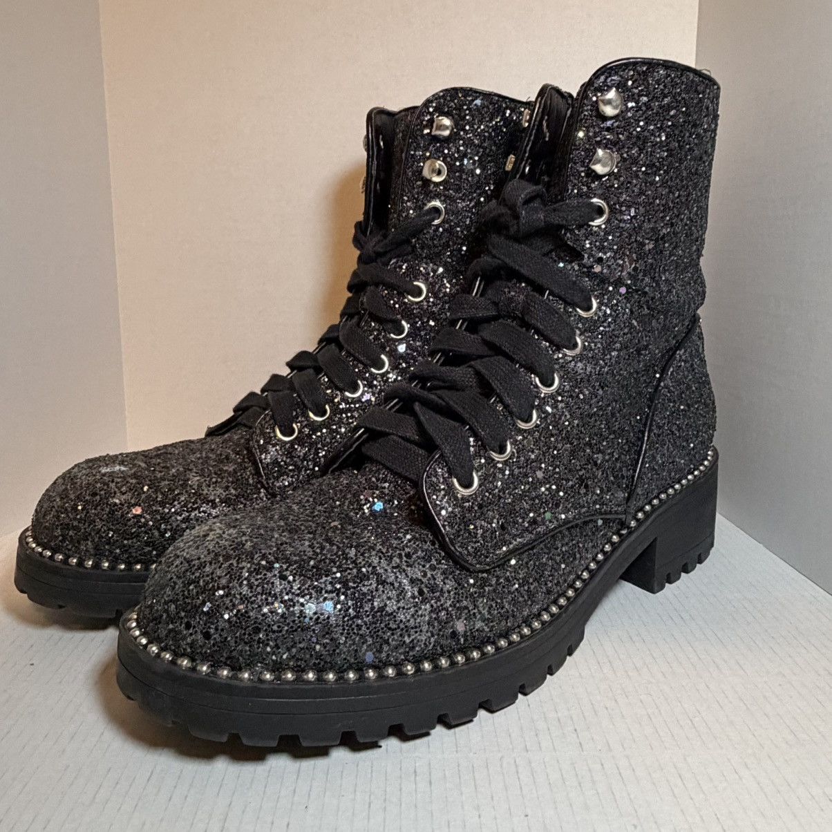 Other Portland Boot Company Combat Boots Women’s 8M Black Glitter Size US 8 / IT 38 - 1 Thumbnail