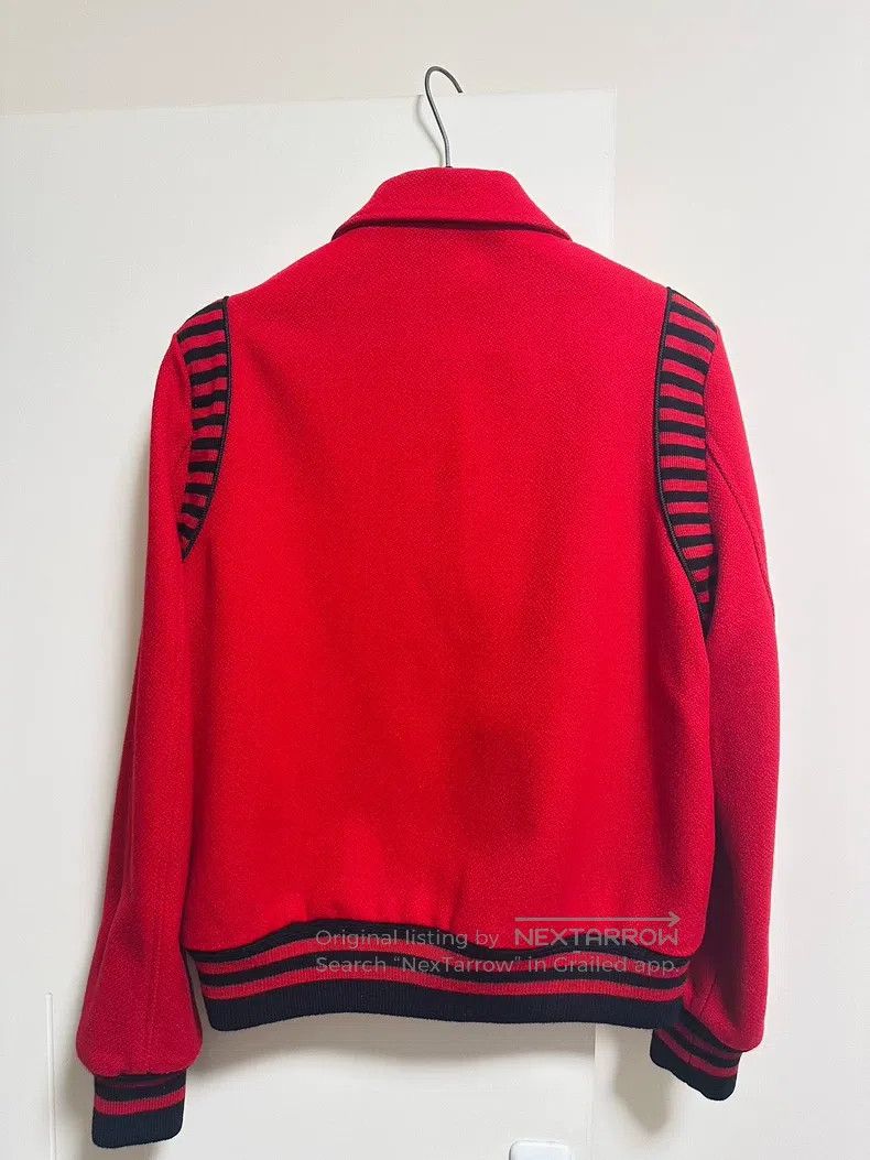 Saint Laurent Paris Saint Laurent Paris Red Knit Striped Baseball Jacket Size US M / EU 48-50 / 2 - 3 Thumbnail