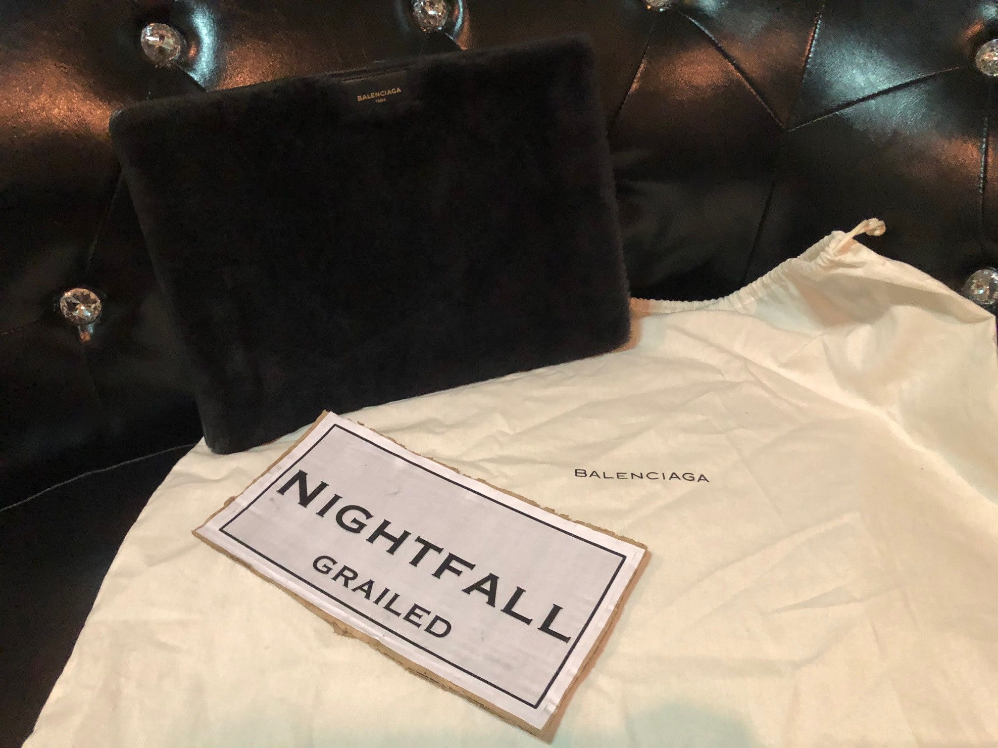 Balenciaga Balenciaga Bazar Shearling Pouch Size ONE SIZE - 3 Thumbnail