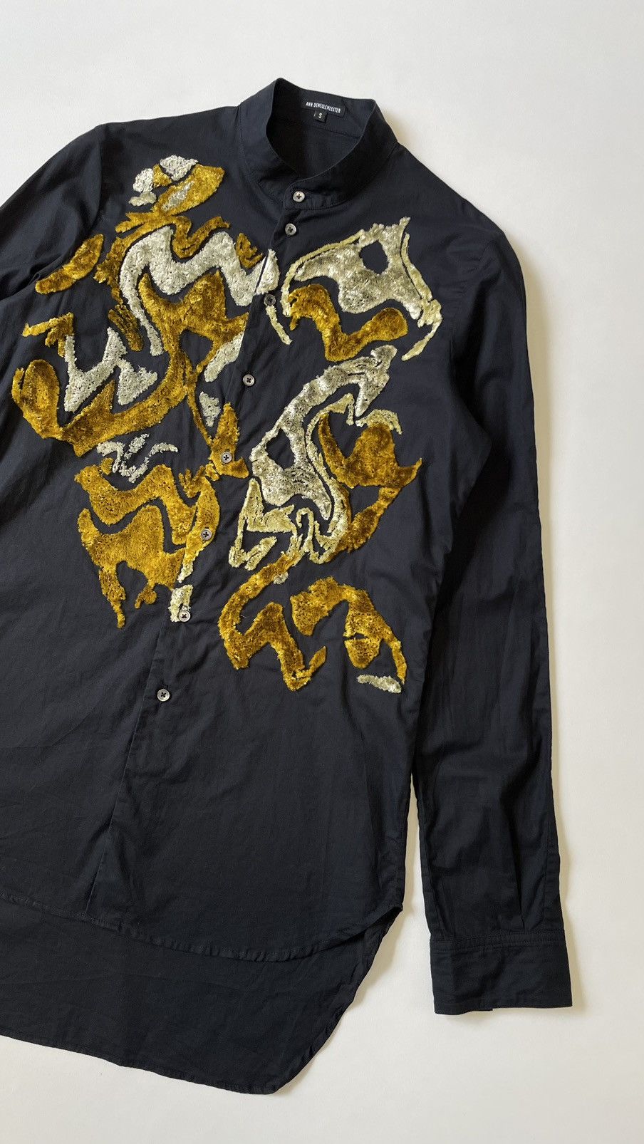 Ann Demeulemeester ‘Abstract Flocked Print’ Black Shirt Size US S / EU 44-46 / 1 - 22 Thumbnail