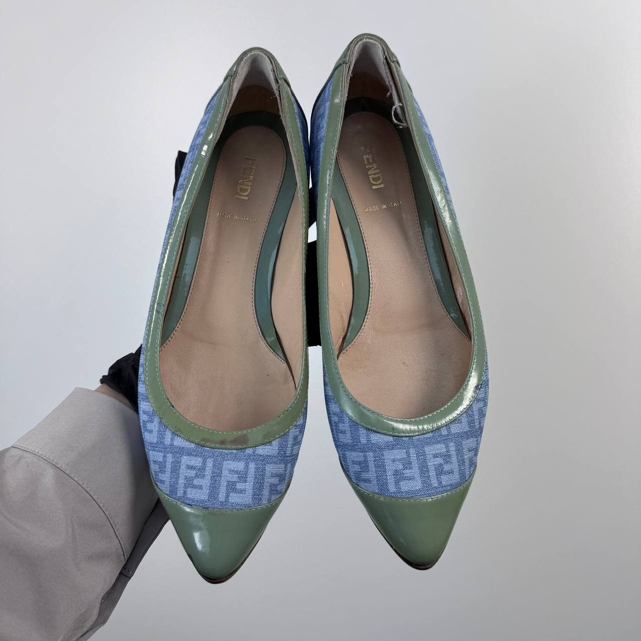 Fendi Fendi FF Logo Pumps Heels Womens Denim Leather Size 37.5 Size US 7 / IT 37 - 2 Thumbnail