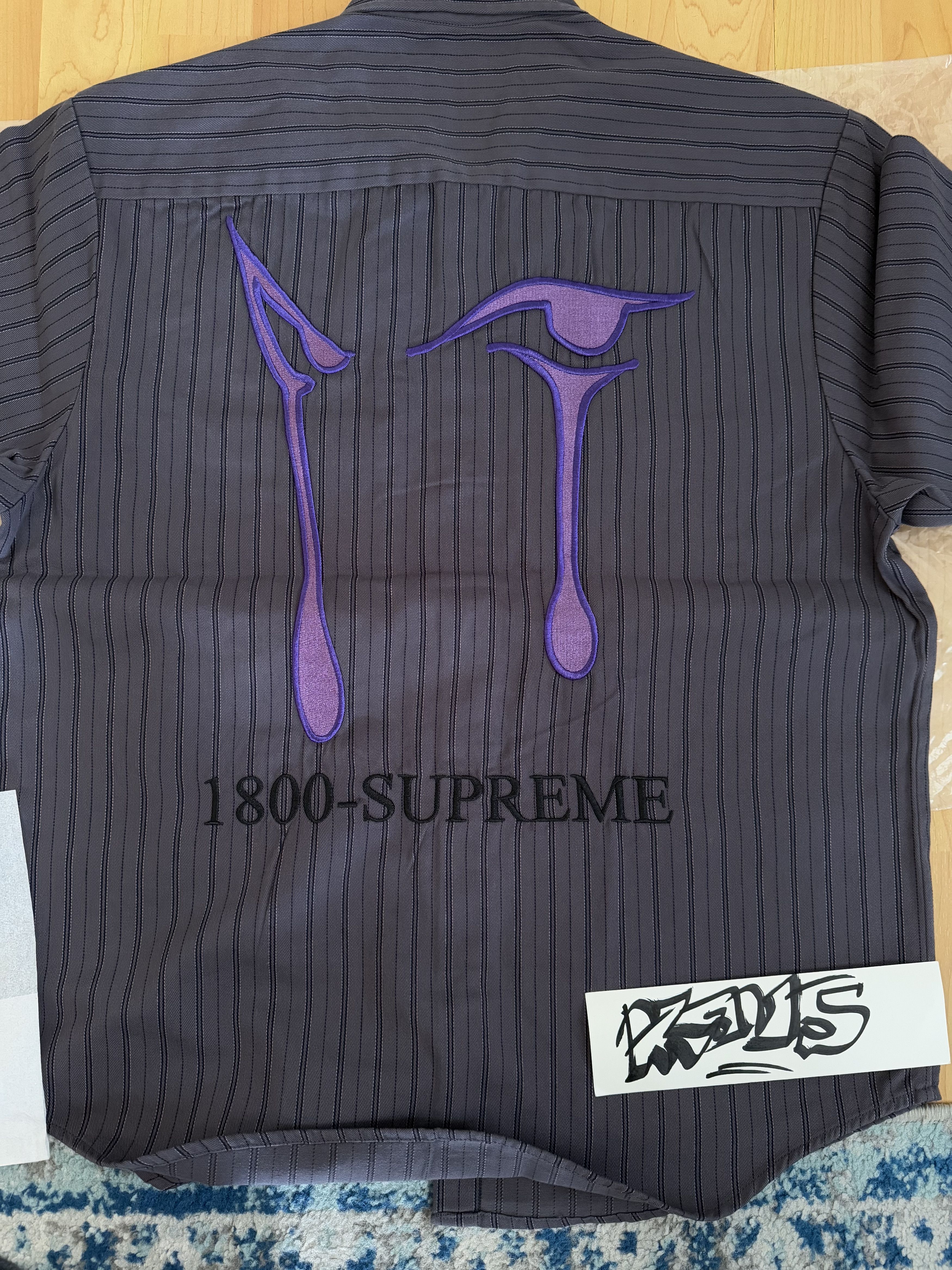 Supreme Supreme AOI Eyes S/S Work Shirt Stripe Purple Small Size US S / EU 44-46 / 1 - 4 Thumbnail