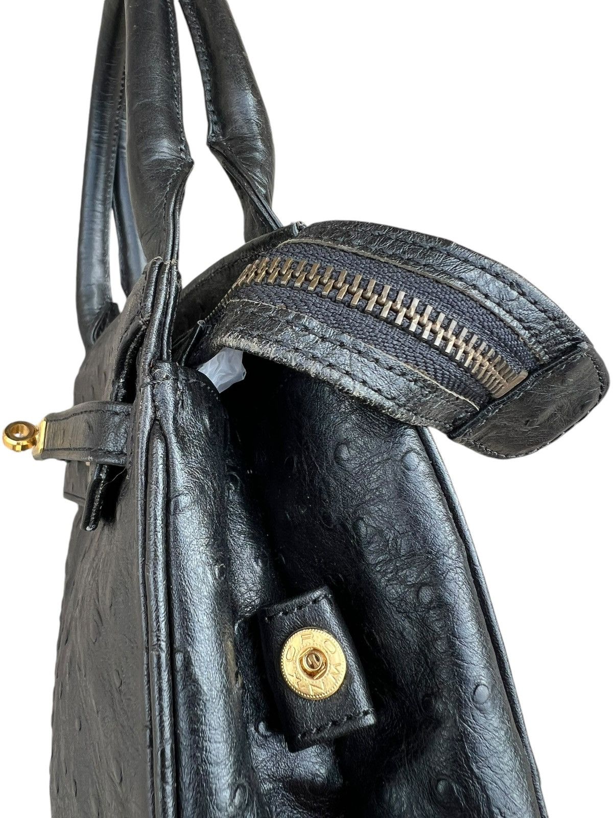 Leather × Vintage Vintage Ostrich Leather Mini Kelly Bag Torrente Paris Size ONE SIZE - 15 Thumbnail