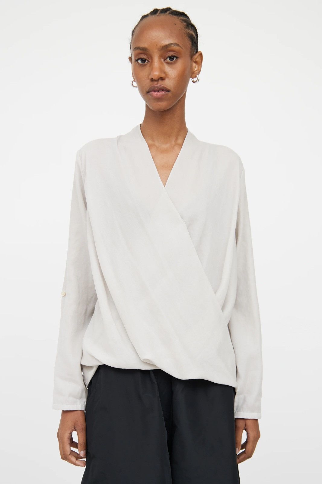 Helmut Lang Helmut Lang Draped Wrap Black Blouse Italian Designer Luxury Size M / US 6-8 / IT 42-44 - 1 Thumbnail