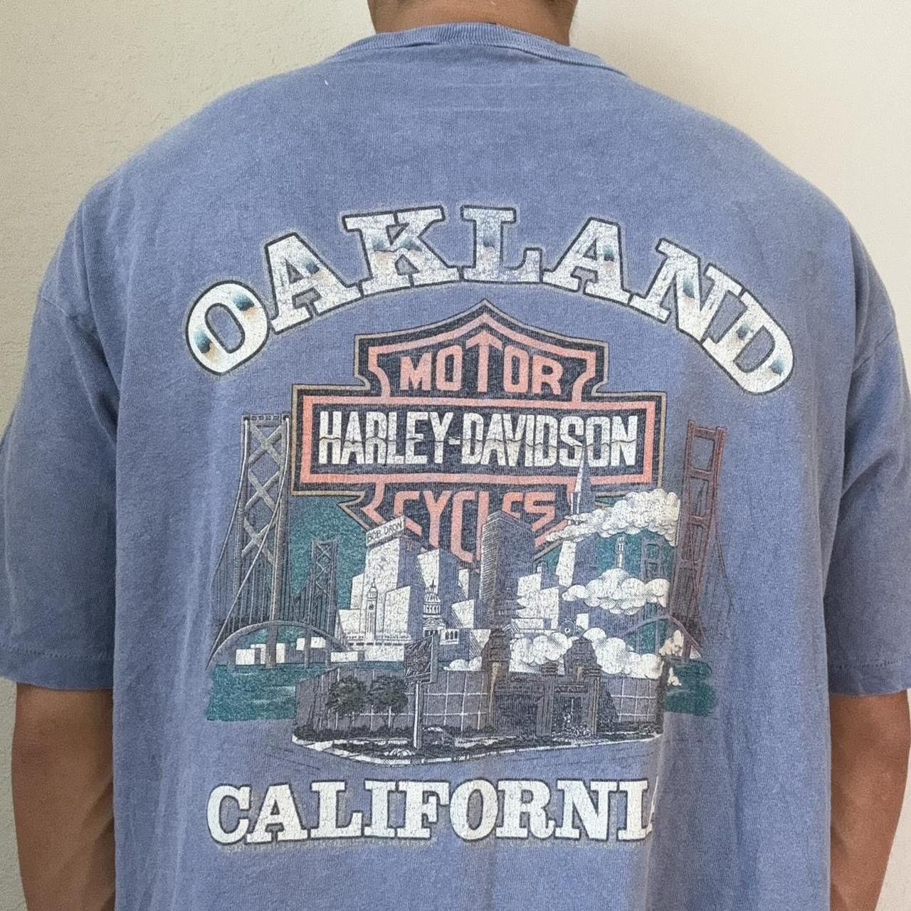Harley Davidson × Vintage Vintage Harley Davidson 1990s Graphics Blue Tee Shirt Size US XL / EU 56 / 4 - 7 Thumbnail