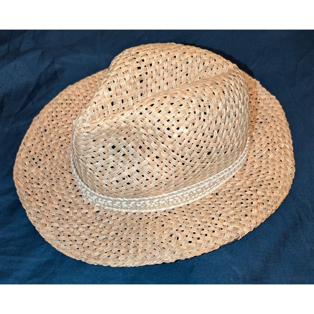 Panama Jack Vintage Bruce & Marci Straw Stetson Fedora Hat Med Women's Size ONE SIZE - 4 Thumbnail