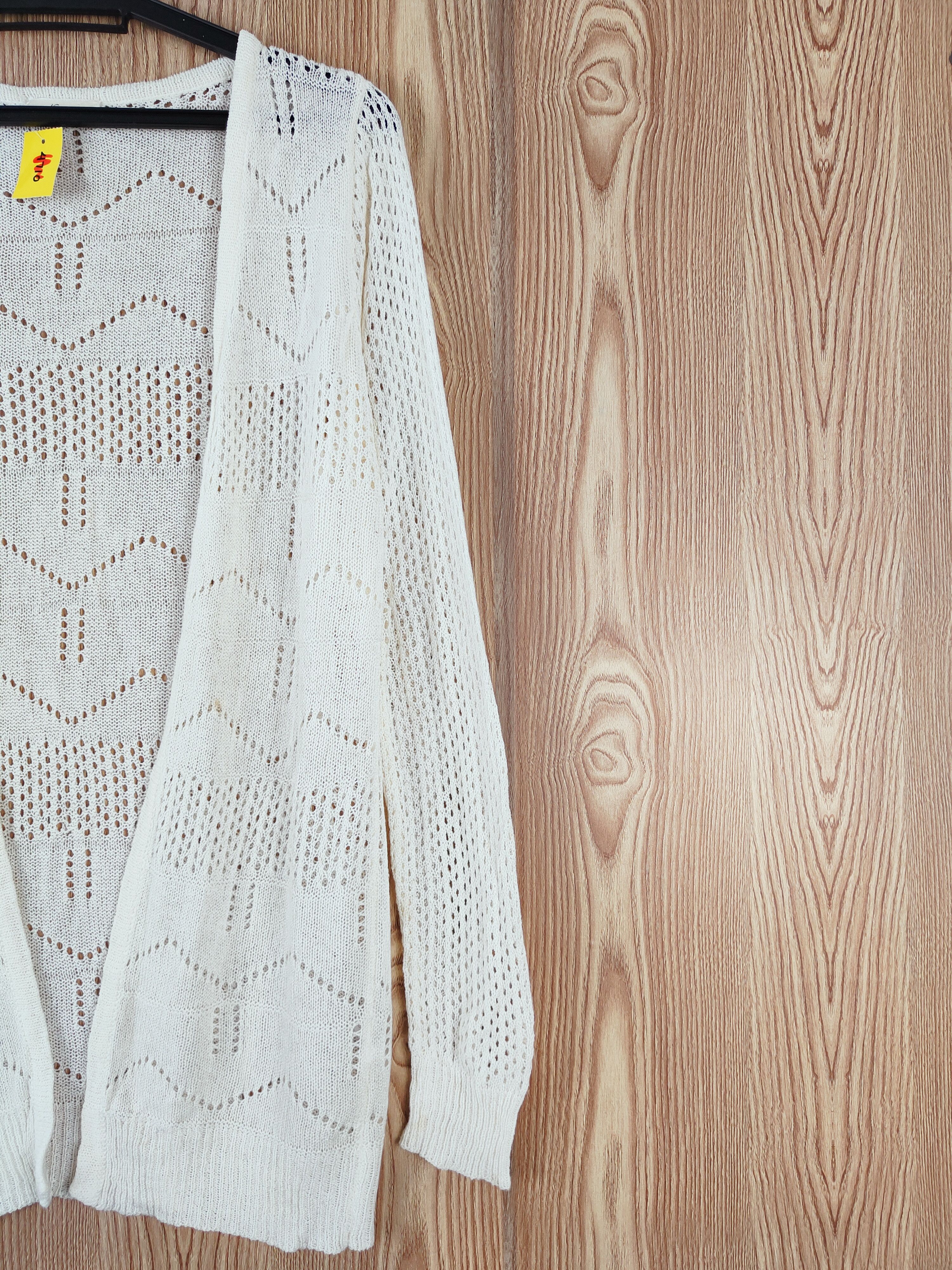 Aran Isles Knitwear × Japanese Brand Naturam Beige Mesh Net Knitwear Cardigan #W481 Size M / US 6-8 / IT 42-44 - 5 Thumbnail