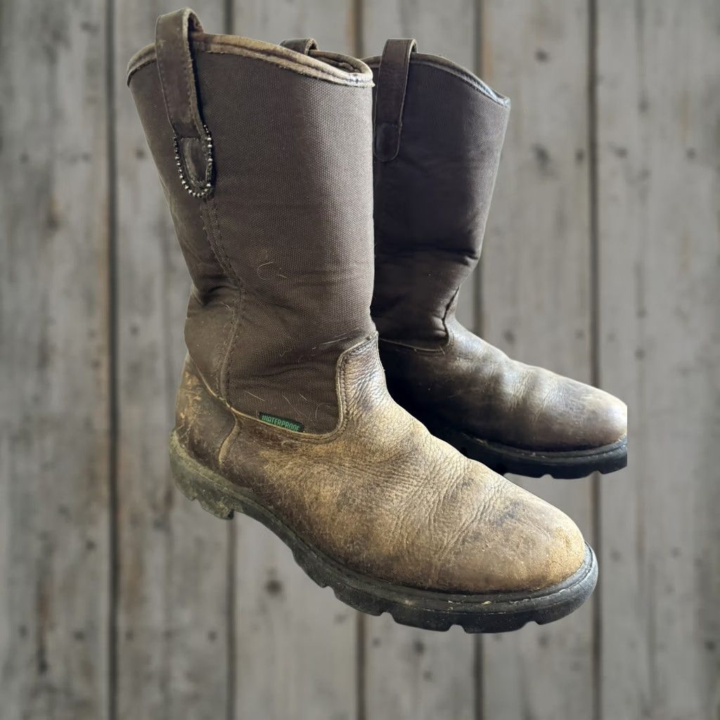 Vintage Georgia Boots Waterproof Homeland Wellington Work Boot Brown G113 Mens 9 Size US 8 / EU 41 - 1 Thumbnail