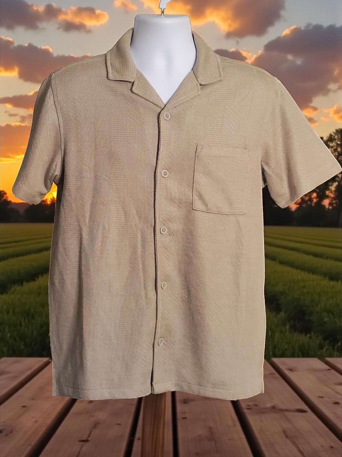 Common People Common People Beige Knit Short Sleeve Shirt - Size Small Size US S / EU 44-46 / 1 - 3 Thumbnail