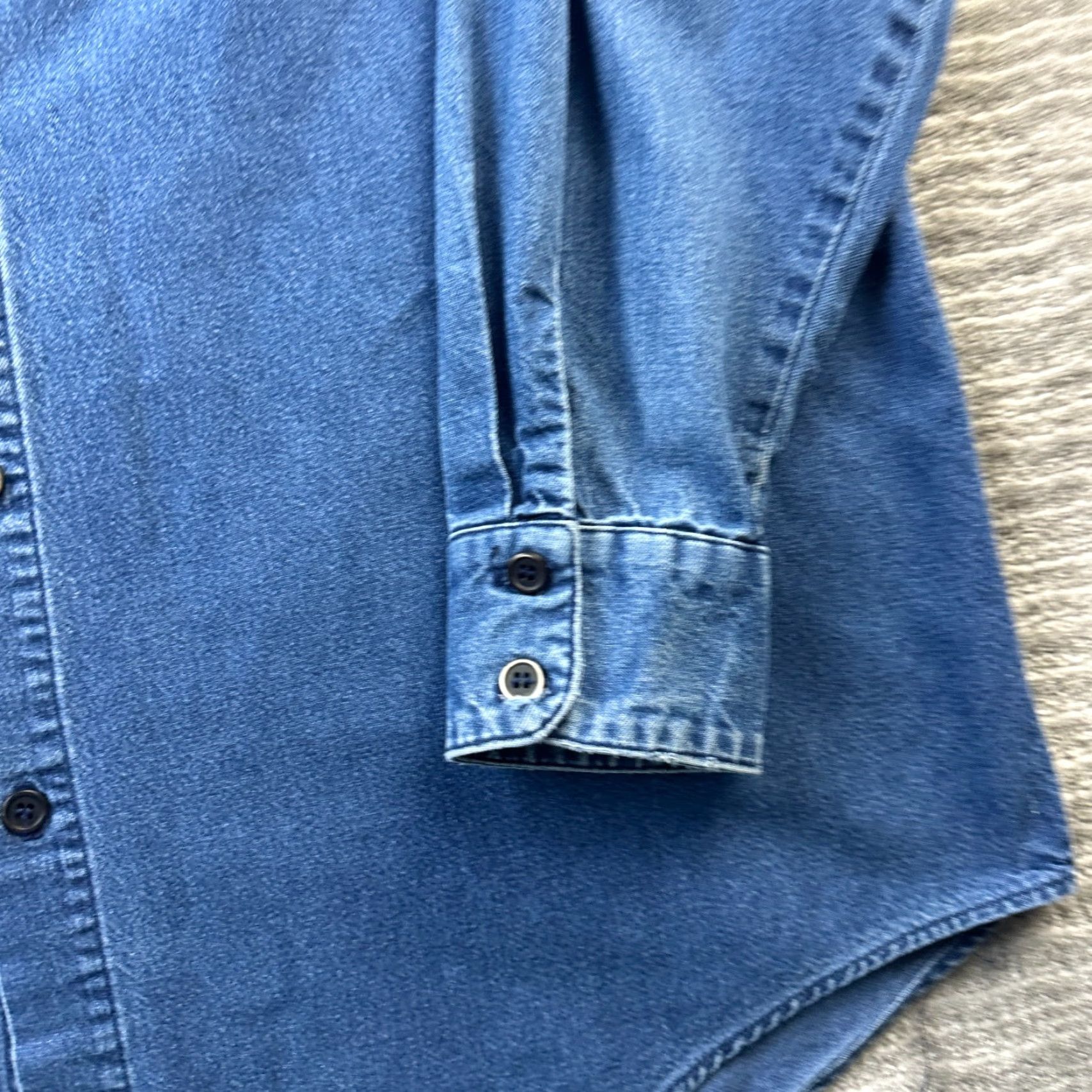 Denime VINTAGE US Cavalry Shirt Mens Small Blue Denim Button Up Military USA Made Size US S / EU 44-46 / 1 - 4 Thumbnail