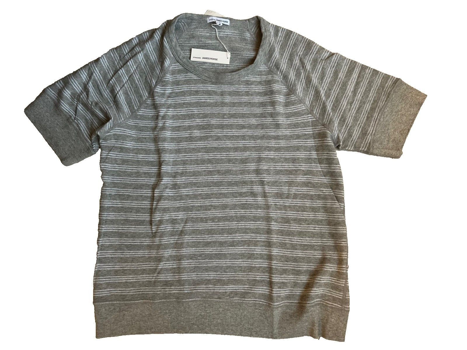 James Perse *** James Perse Loopwheel Crewneck Stripe Top Grey ( 3 ) Size ONE SIZE - 1 Thumbnail