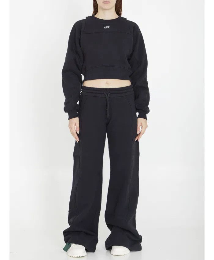 Off-White o1gr1nt0425 Off Stamp Round Crop Crewneck Sweatshirt Black Size M / US 6-8 / IT 42-44 - 2 Thumbnail
