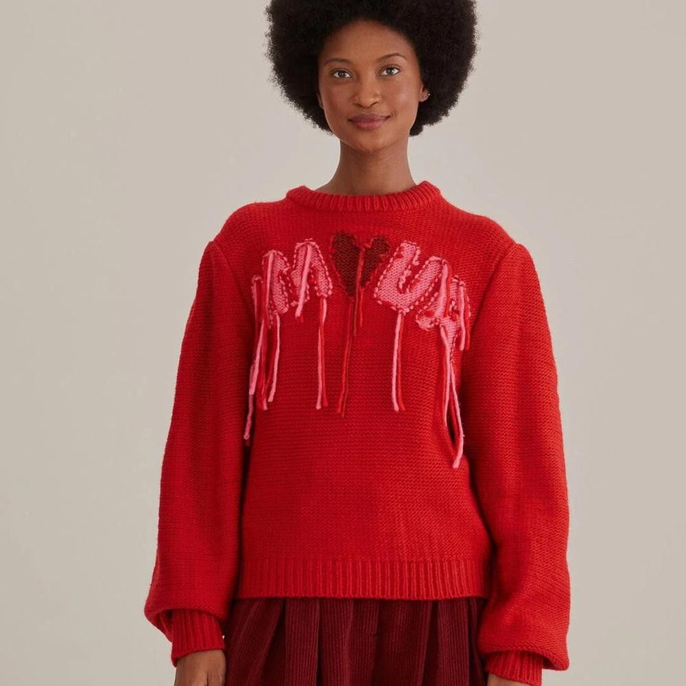 Farm Rio Farm Rio l NWT Amour Embroidered Knit Sweater Large Size L / US 10 / IT 46 - 9 Thumbnail