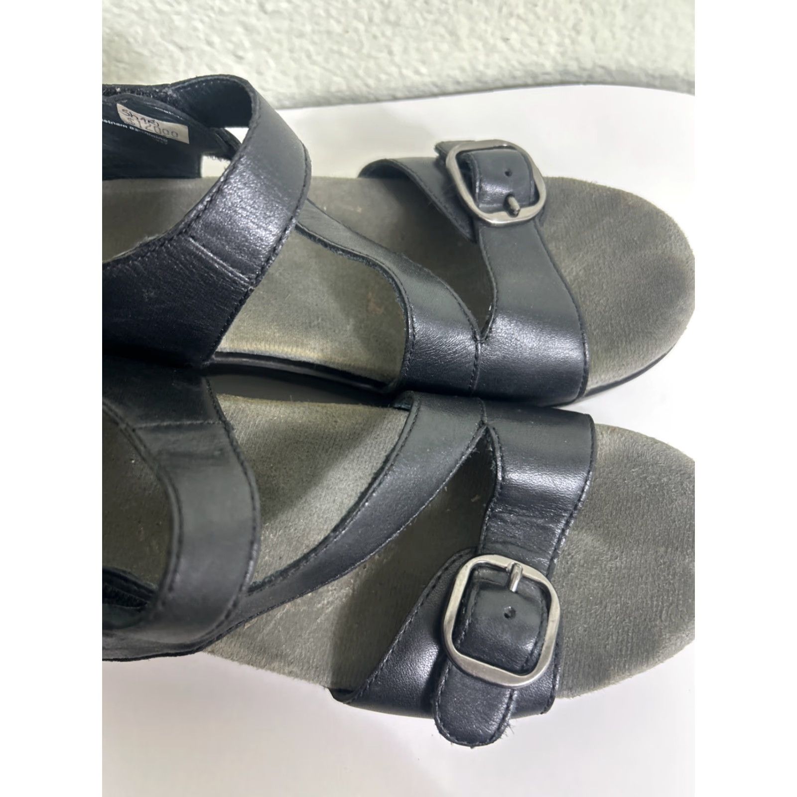 Dansko Dansko Shari Sandals Black Leather Ankle Strap Block Heel Womens US 8 EU 38 Flat Slip-On Dress Casual Size US 8 / IT 38 - 5 Thumbnail