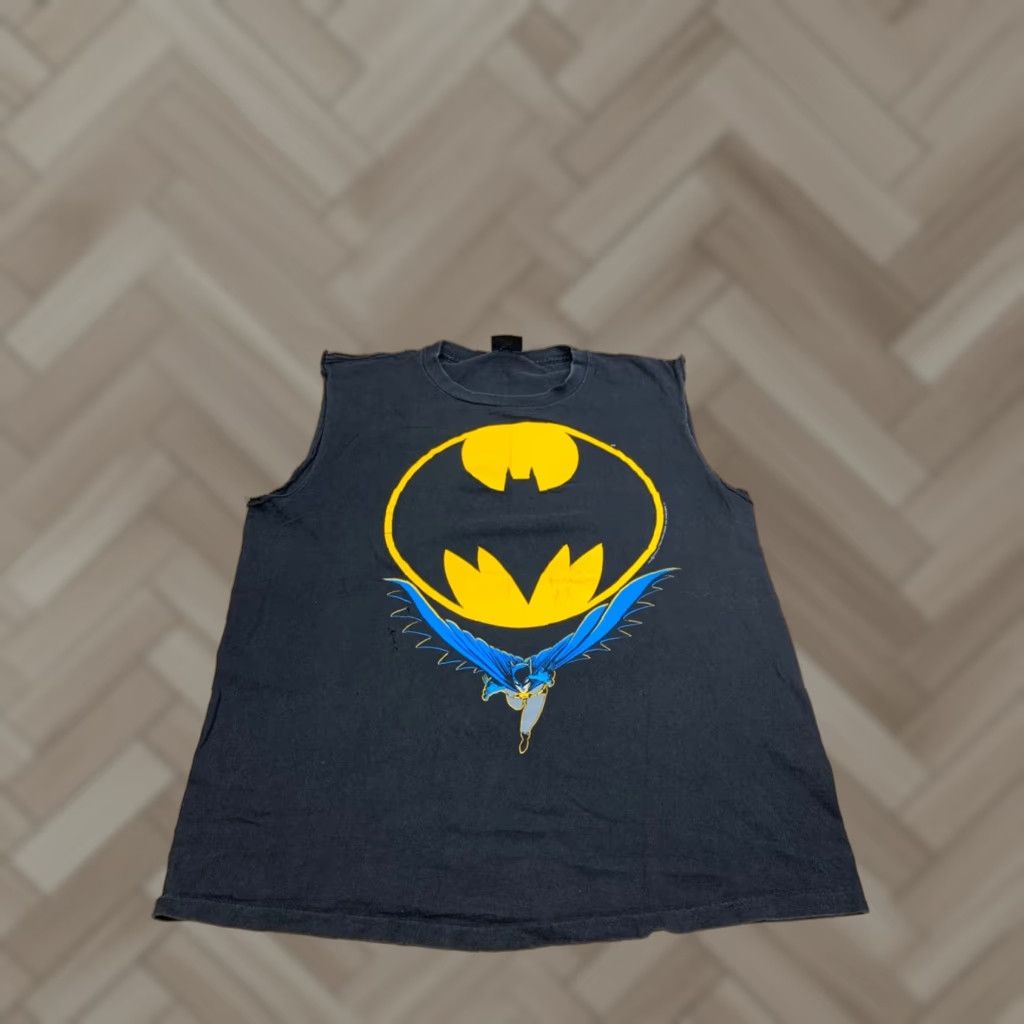 Changes VINTAGE Batman Shirt Mens L Black Logo 1988 80s Changes Cotton Crew Neck Sleeveless Graphic Print T-Shirt Size US L / EU 52-54 / 3 - 1 Thumbnail