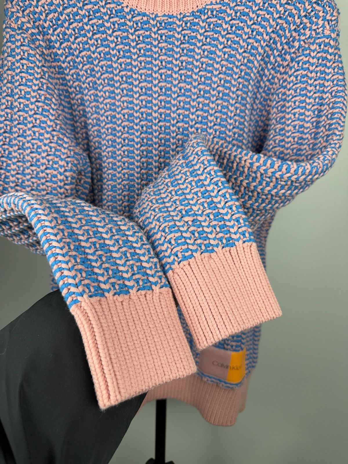 Calvin Klein Calvin Klein Pink Blue Chunky Heavy Knit Cotton Sweater Size M / US 6-8 / IT 42-44 - 6 Thumbnail
