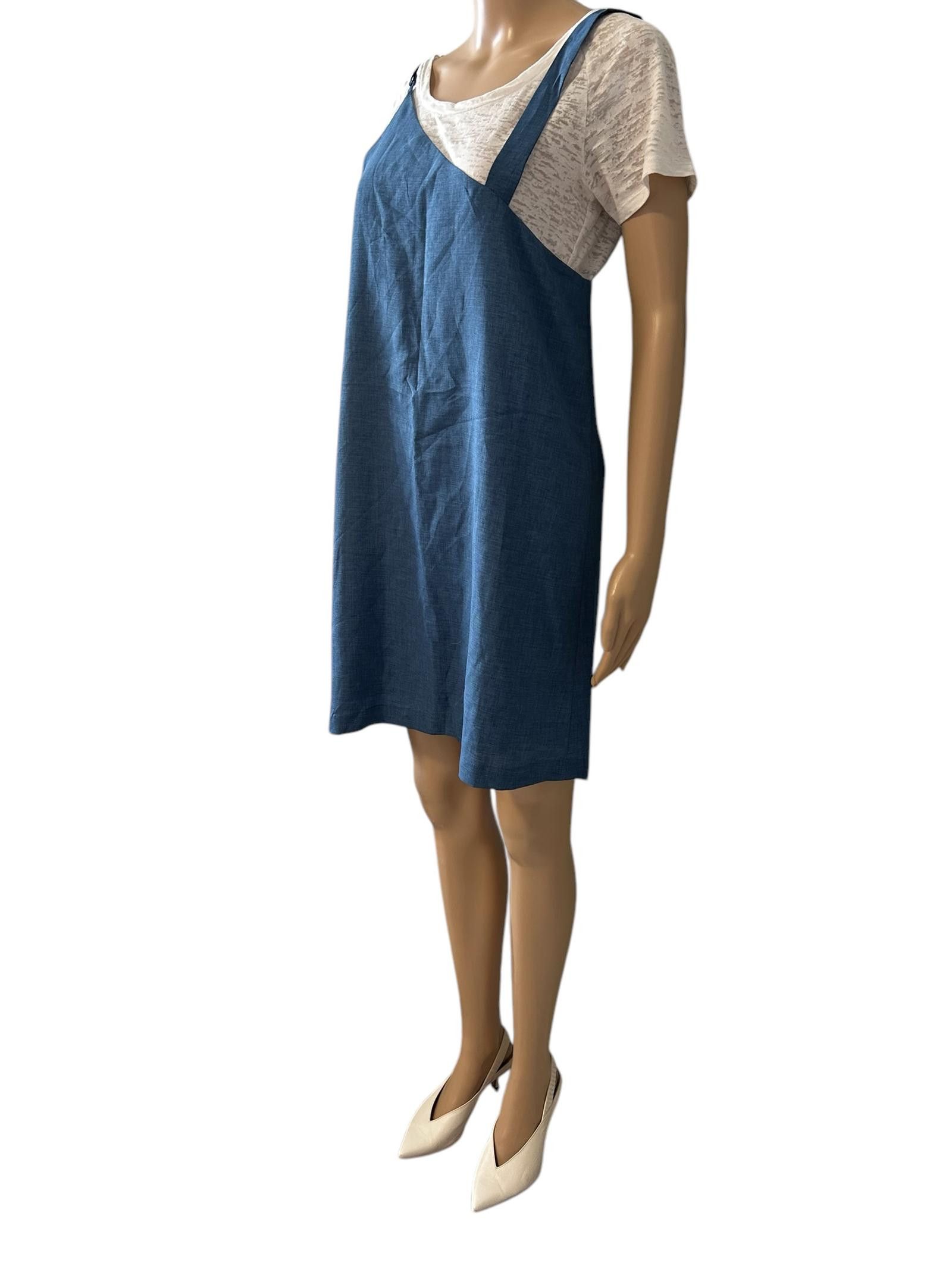 Designer Chic Denim Slip Dress with Layered T-shirt Size M / US 6-8 / IT 42-44 - 2 Thumbnail