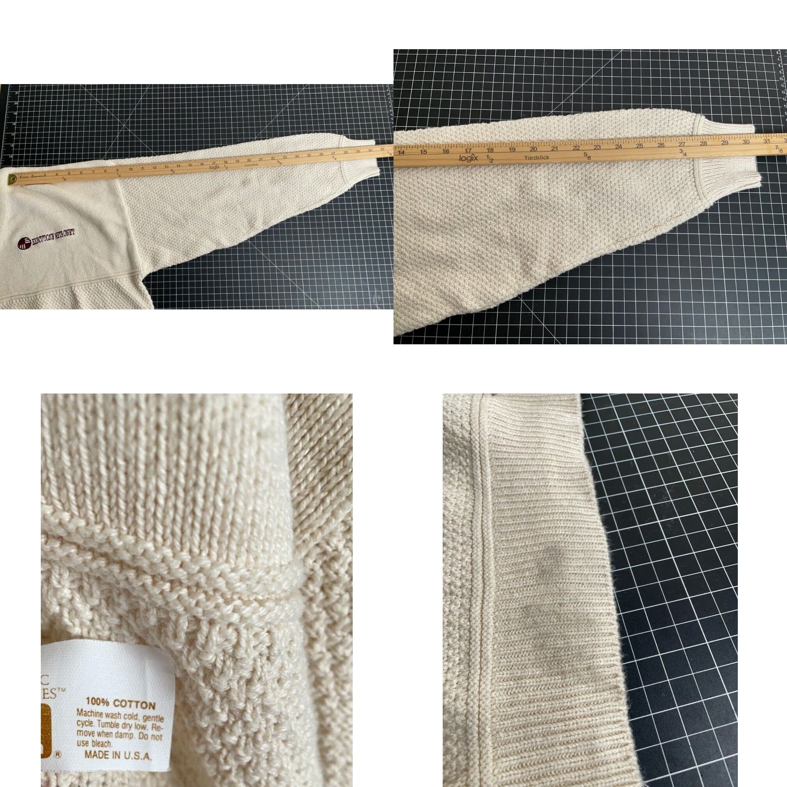 Vintage VINTAGE McBriar V-Neck Sweater Shirt Adult XL Ivory Cotton Knit Embroidered USA Made 80s 90s Mens Size US XL / EU 56 / 4 - 8 Thumbnail