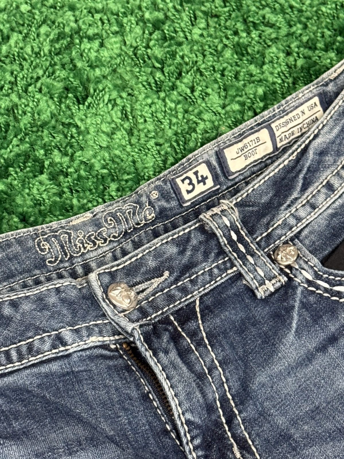 Miss Me Miss Me Embroidered Web Flap Pocket Contrast Stitch Denim 34 Size 34" / US 12 / IT 48 - 10 Thumbnail