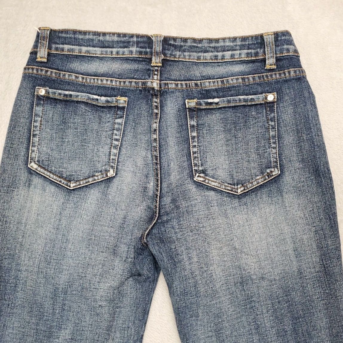 Denime Yuka Jeans Womens 8 Blue Denim Bootcut Rhinestone Cowboy Western Pants Shirt? Size 30" / US 8 / IT 44 - 7 Thumbnail