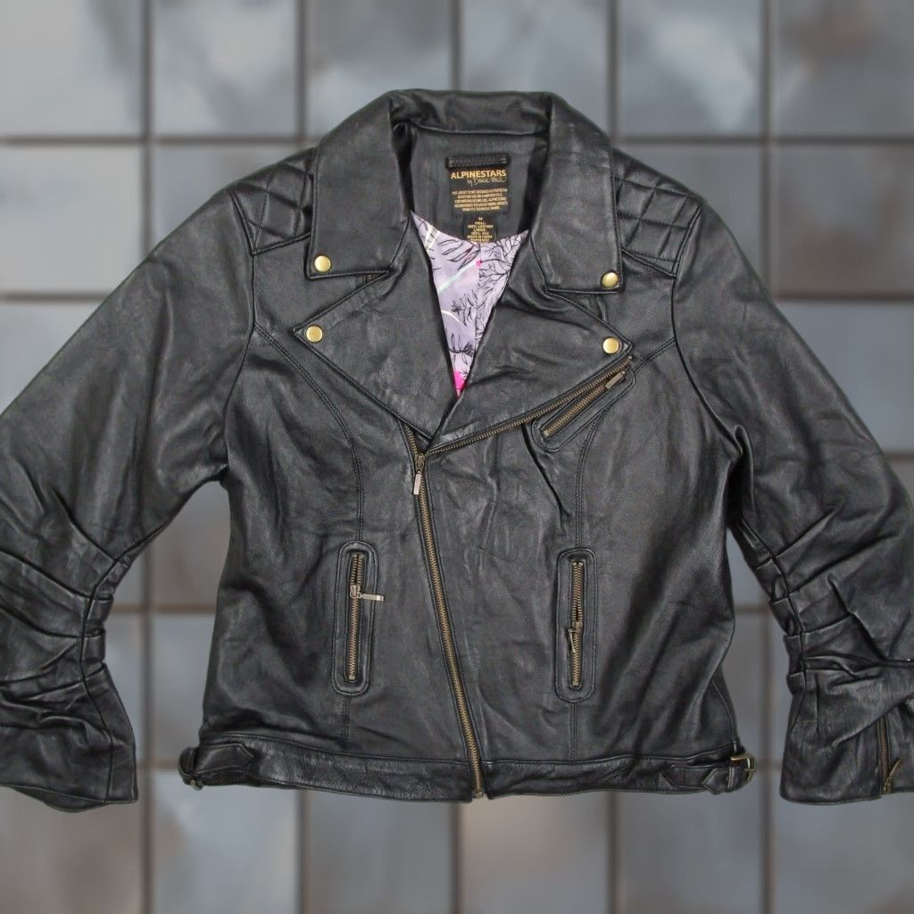 Alpinestars Alpinestars by Denise Focil Black Leather Moto Jacket Silk Lining Womens Medium Size M / US 6-8 / IT 42-44 - 1 Thumbnail