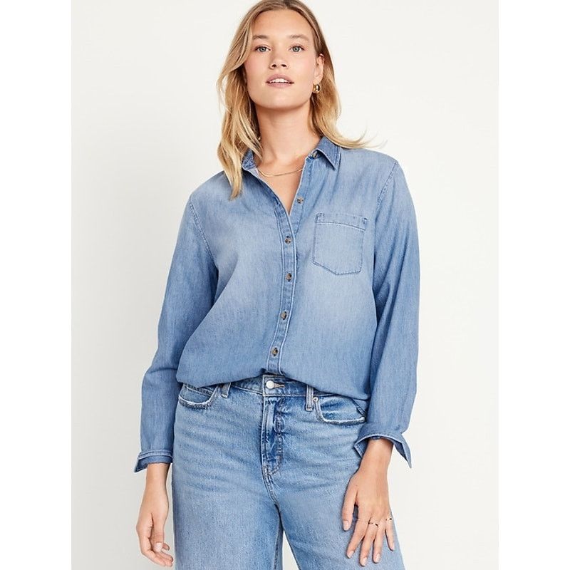 Old Navy NWT Old Navy Oversized Denim Boyfriend Shirt Med Tall Size M / US 6-8 / IT 42-44 - 5 Thumbnail
