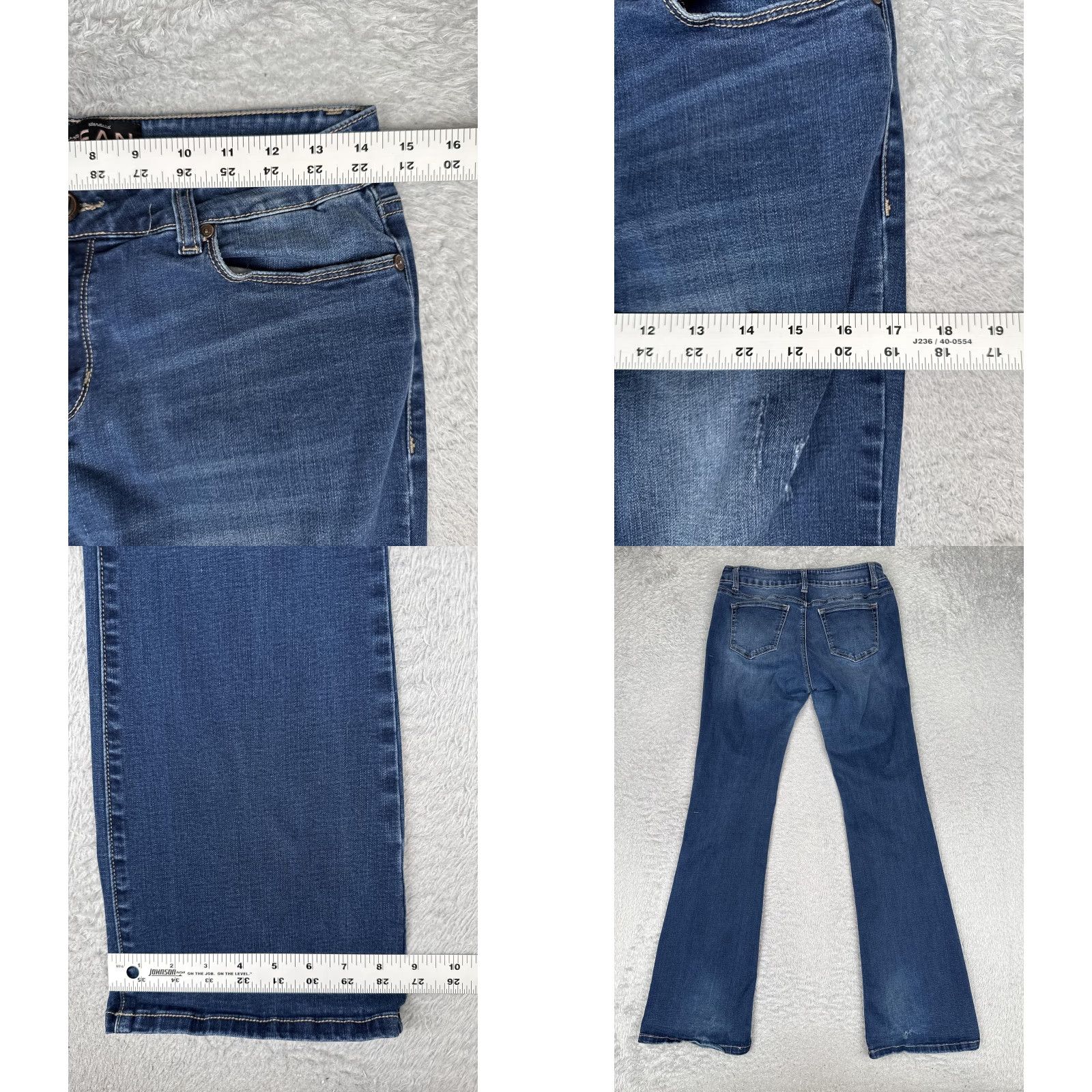 Vintage EN JEAN Jeans Bootcut Juniors 13 Blue Mid Wash Distressed 29x32 Regular Pocket Denim, 5-Pocket, Mid Rise, Stretch, Solid Size 34" / US 12 / IT 48 - 9 Thumbnail