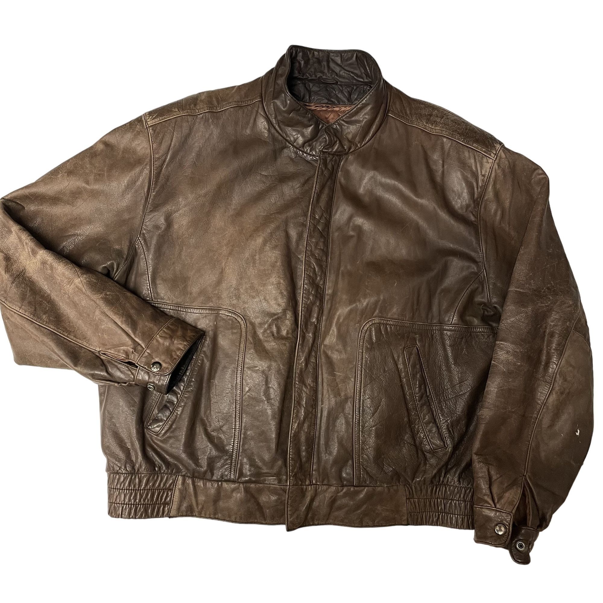 Other Vtg Reed Brown Distressed Leather Bomber FLIGHT Jacket Size US XL / EU 56 / 4 - 2 Thumbnail