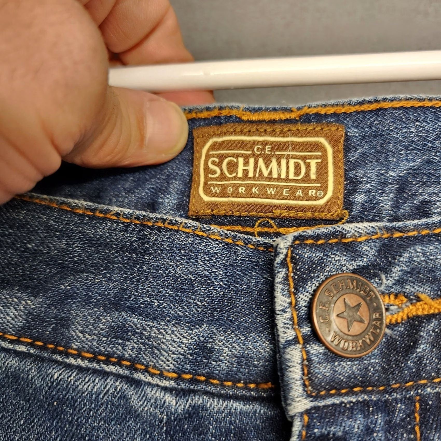 Vintage Mens C.E. Schmidt Workwear Jeans Blue Fleece Lined 42x30 Tagged 44x30 Workwear Mens Size US 40 / EU 56 - 3 Thumbnail