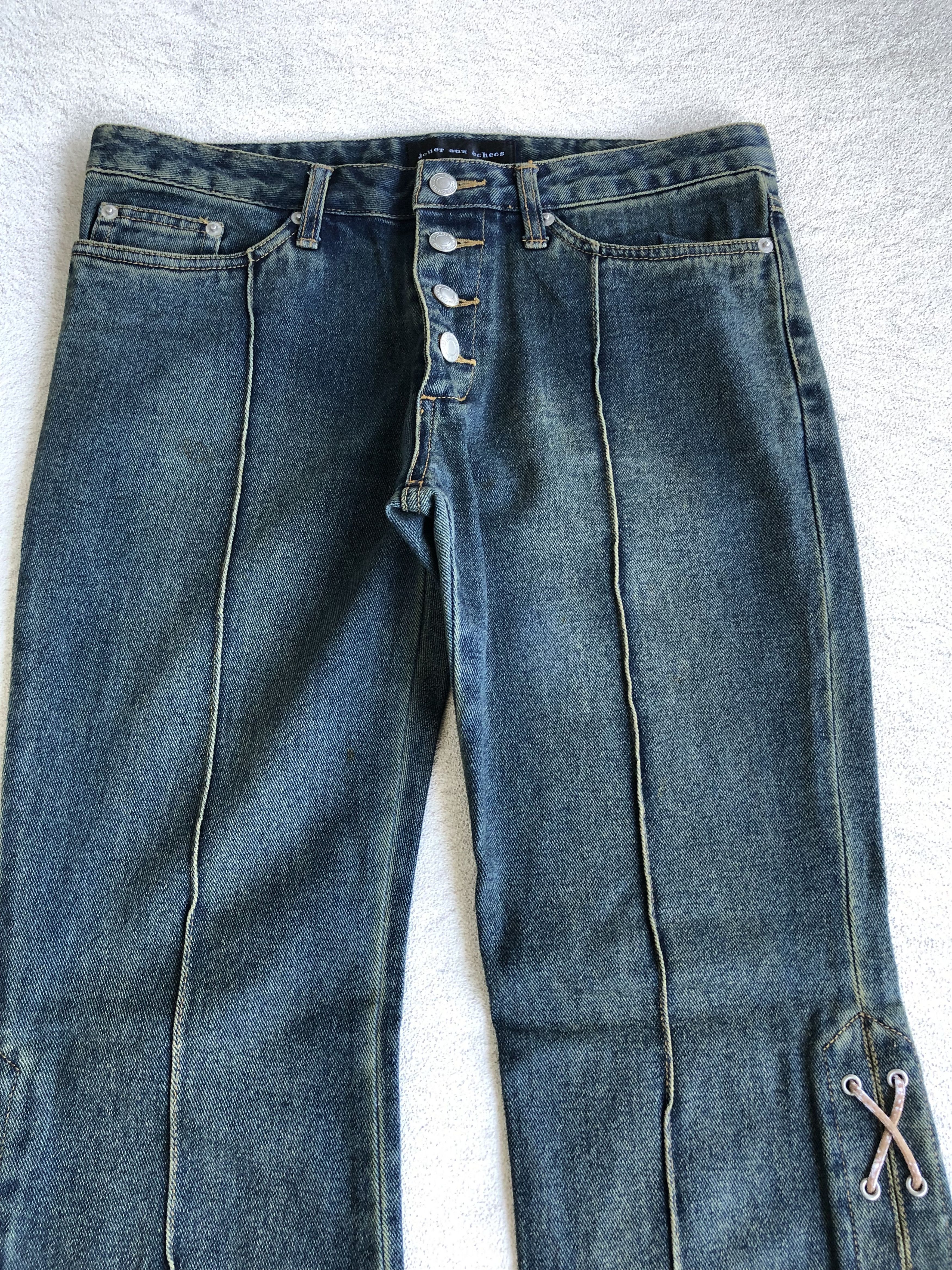 Japanese Brand Jouer aux echecs Y2K Flared Jeans Size US 33 - 11 Thumbnail