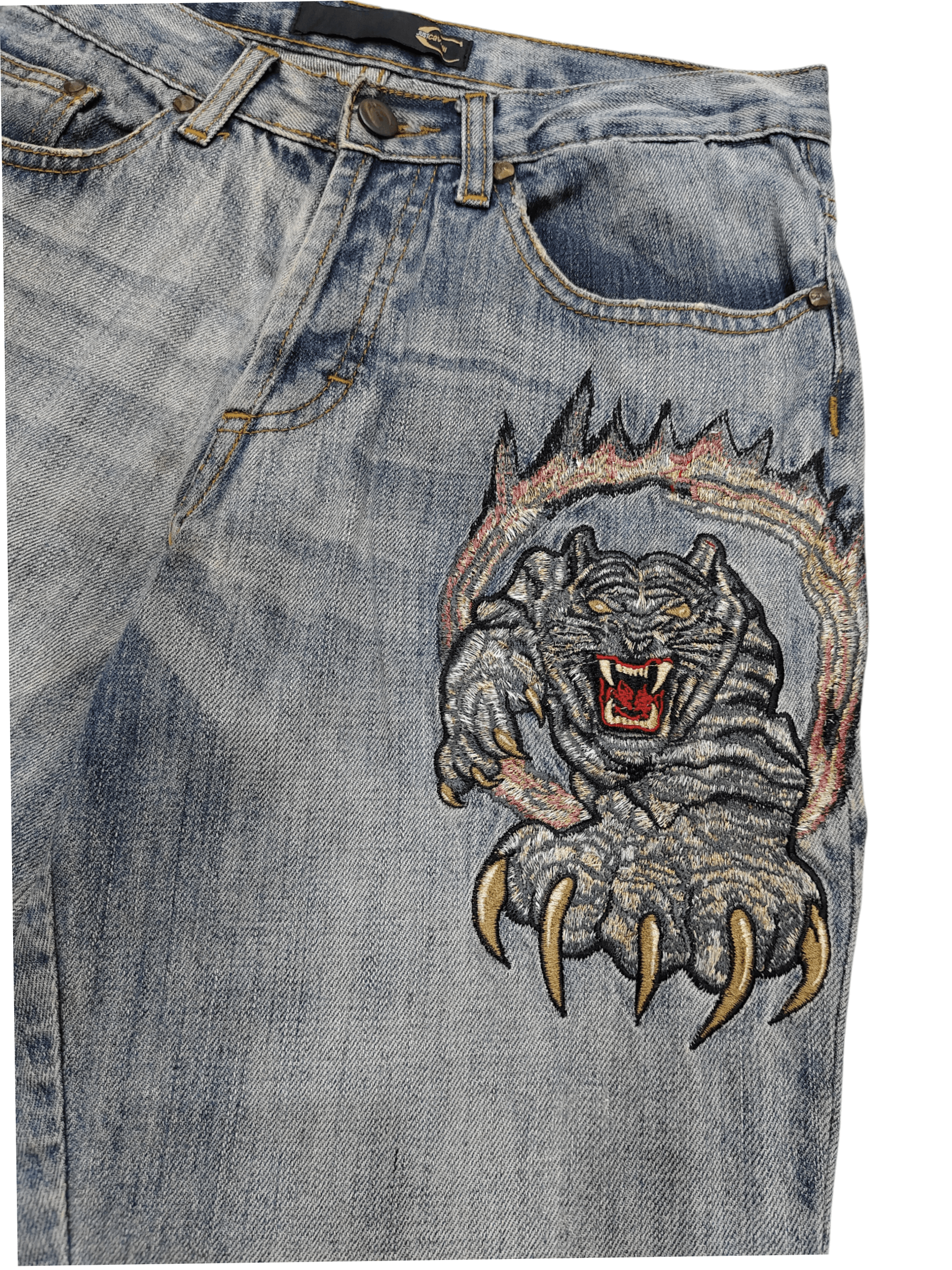 Just Cavalli 90s Just Cavalli❤️‍🔥Tiger Embroidered Y2K Rock Glam Flare Size 29" - 1 Thumbnail