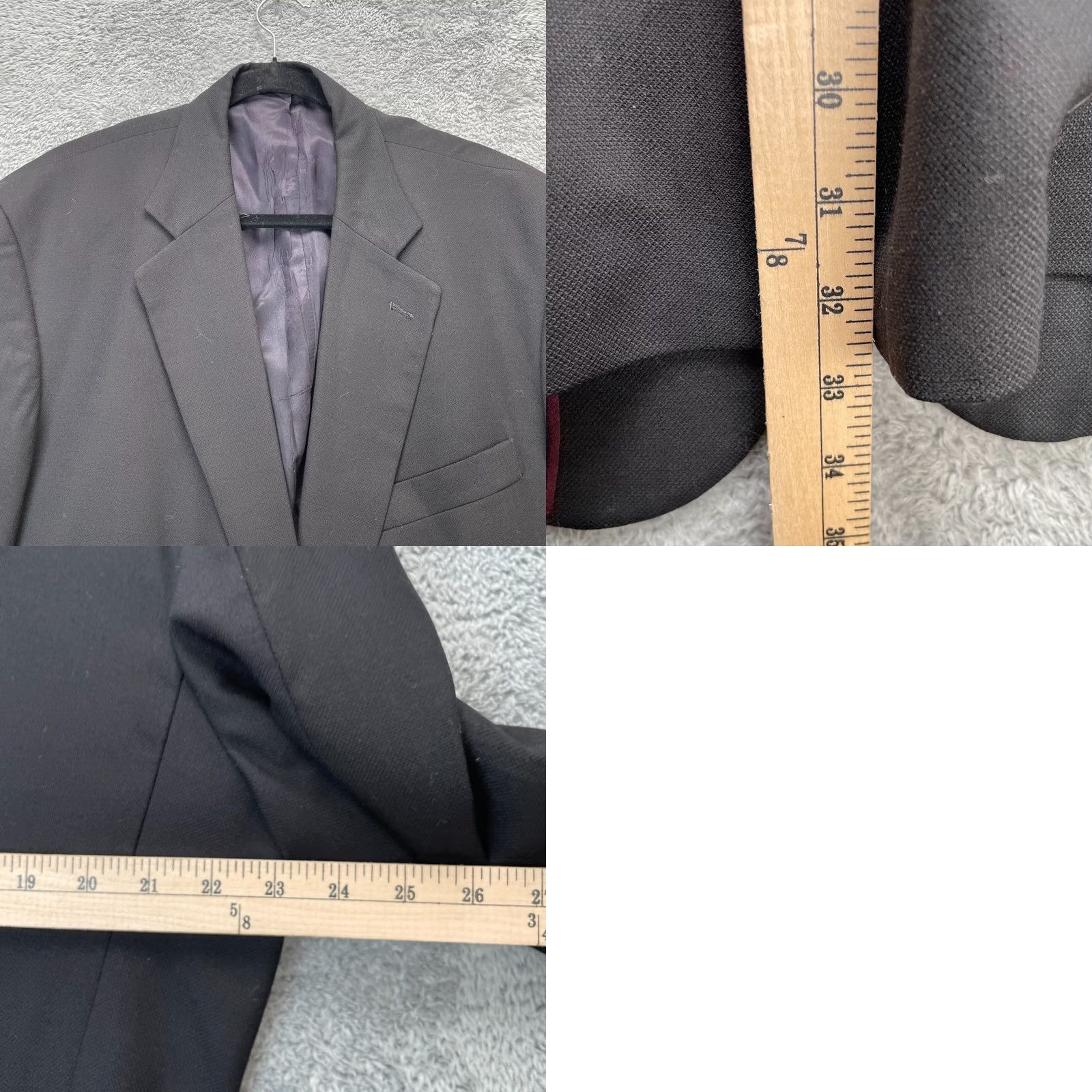 Lands' End VTG Lands End Blazer Mens 44L Black Wool Notch Lapel Long Single-Breasted 2-Button Chest 46in Dry Clean Only Vintage Wool Blazer Coat Size 44R - 8 Thumbnail