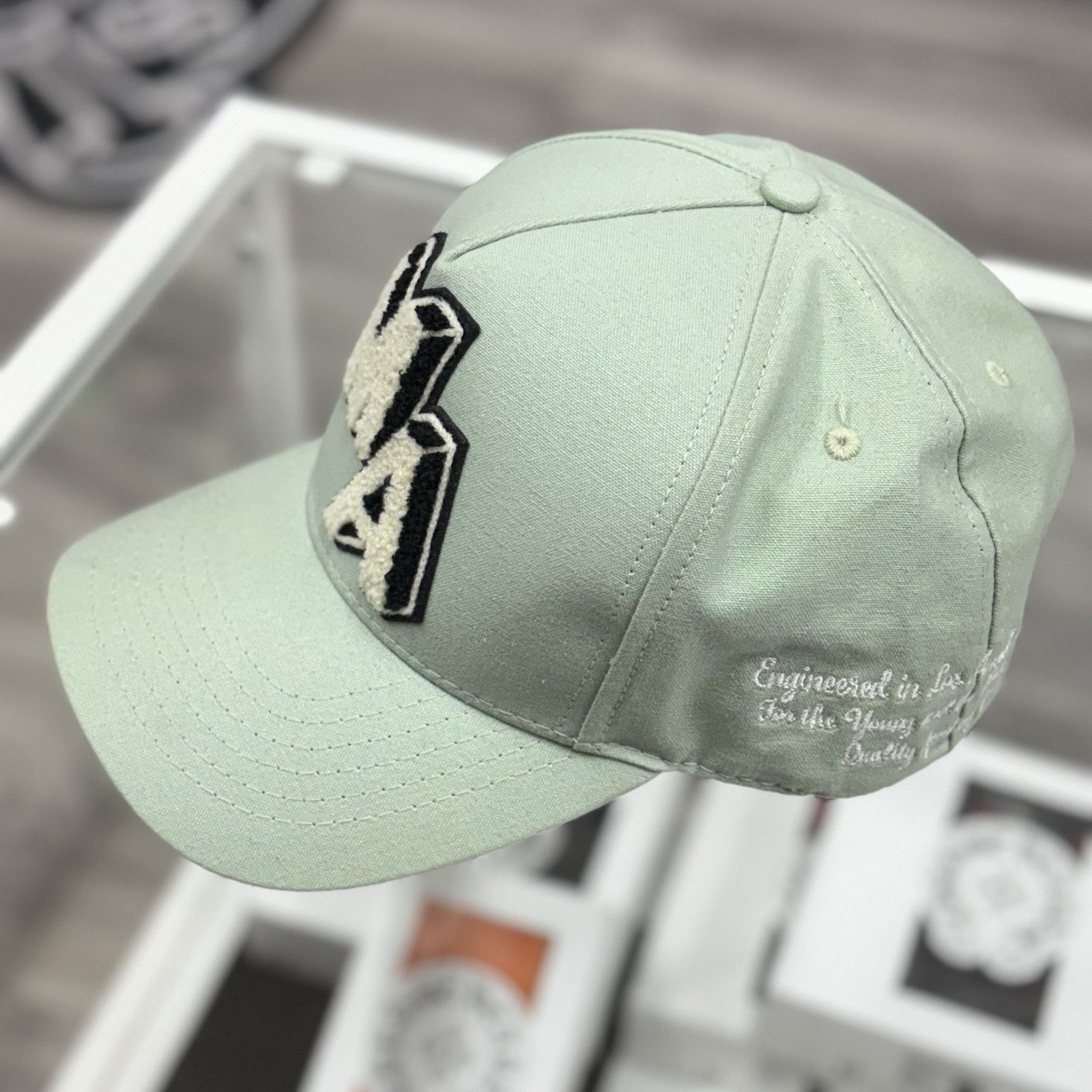 Amiri Amiri Chenille MA Patch Canvas Hat ' Frosty Green ' | GREAT! Size ONE SIZE - 3 Thumbnail