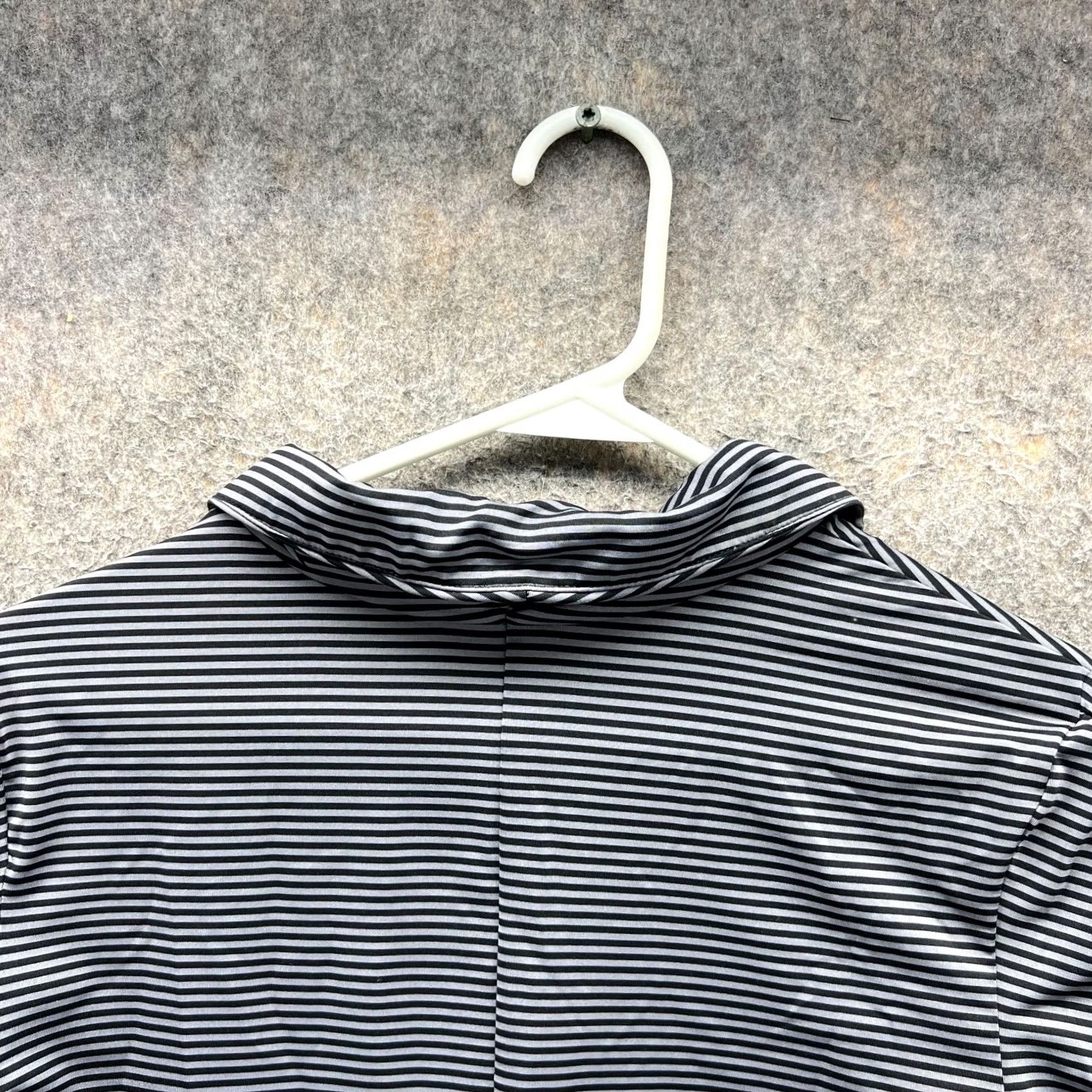 Nike VINTAGE Nike Polo Shirt Womens Small Black Gray Striped Dri-Fit Tour Performance Swoosh Polo Golf Mens Womens Girls Size S / US 4 / IT 40 - 6 Thumbnail