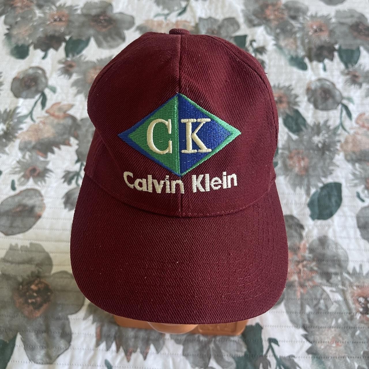 Calvin Klein Vintage Calvin Klein Spellout Logo hat Cap Burgundy Size ONE SIZE - 2 Thumbnail