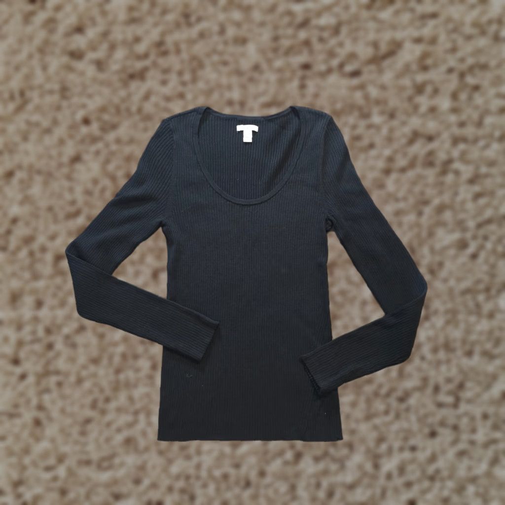 Vintage Daily Ritual Sweater Women Medium Black Ribbed Lightweight Knit Crew Neck Casual Shirt? Size M / US 6-8 / IT 42-44 - 1 Thumbnail