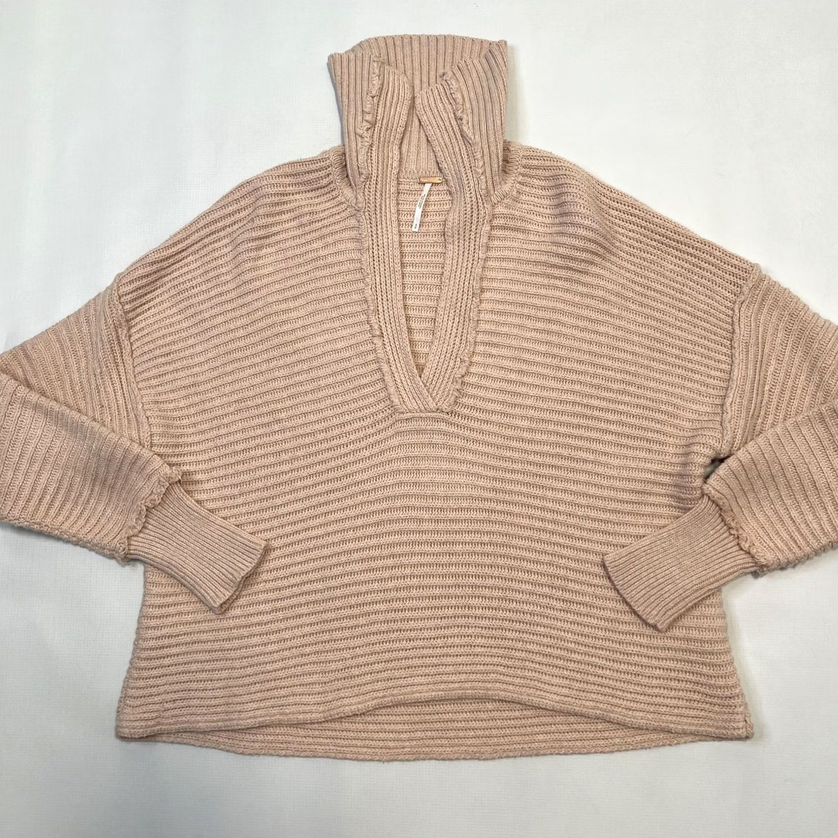 Free People Free People Sweater Womens Small Pink Ribbed Knit V Neck Pullover Boho Lightweight Size S / US 4 / IT 40 - 4 Thumbnail
