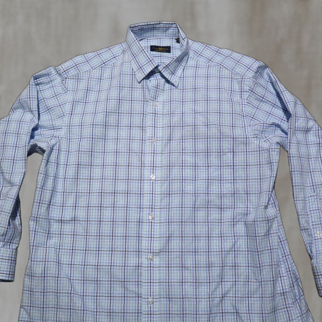 Club Room Club Room Shirt Men 16.5 32/33 Blue Checkered Button-Down Long Sleeve Cotton Blends Plaid Stretch Regular Size US L / EU 52-54 / 3 - 1 Thumbnail