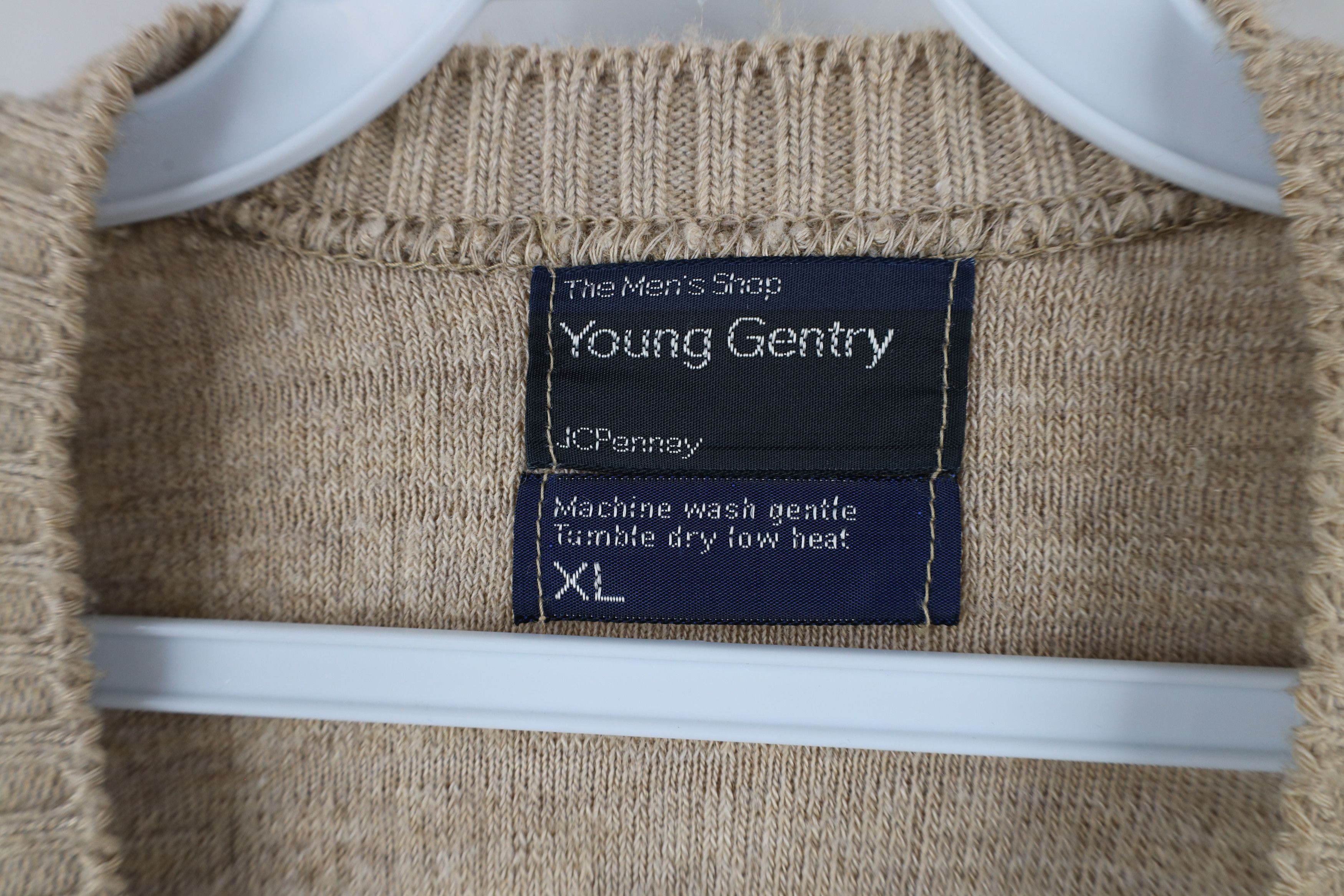 Vintage Vintage 70s Streetwear Cloth V-Neck Sweater Beige Brown Size US XL / EU 56 / 4 - 5 Thumbnail