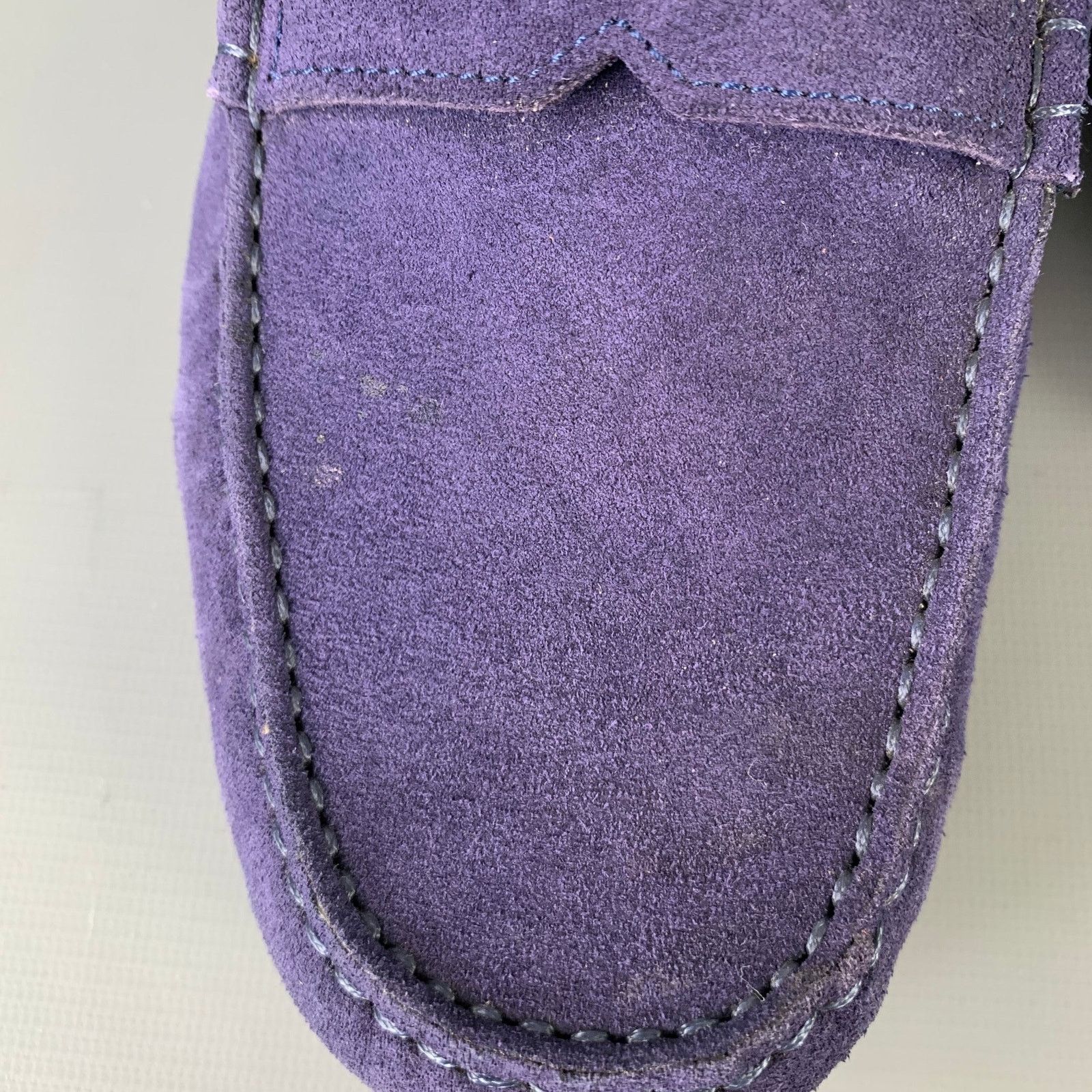 Versace VERSACE Bluette Oro- Purple Textured Suede Drivers Loafers Size US 8 / EU 41 - 13 Thumbnail