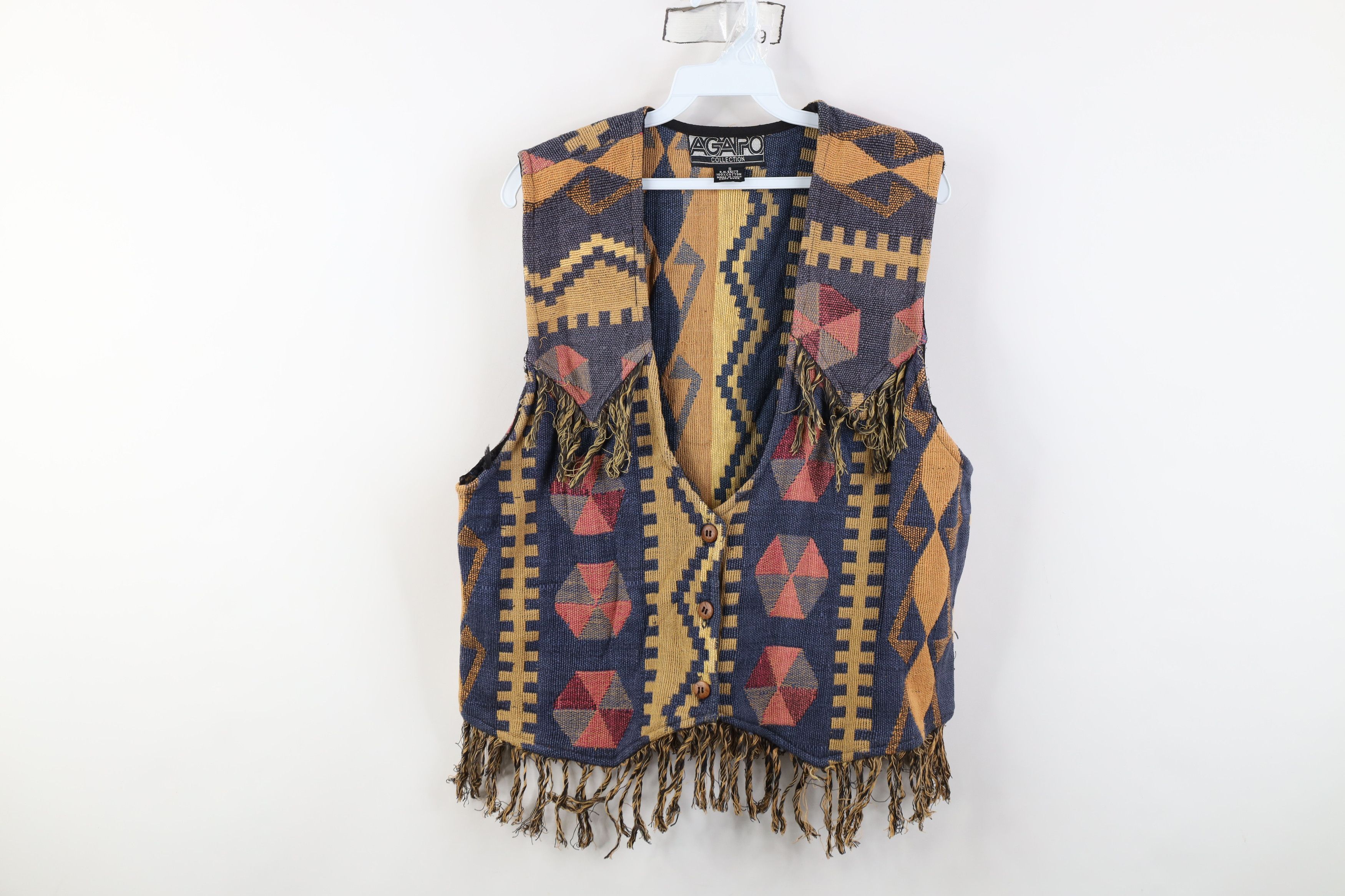 Vintage Vintage 90s Streetwear Fringed Western Blanket Vest Jacket Size S / US 4 / IT 40 - 1 Thumbnail