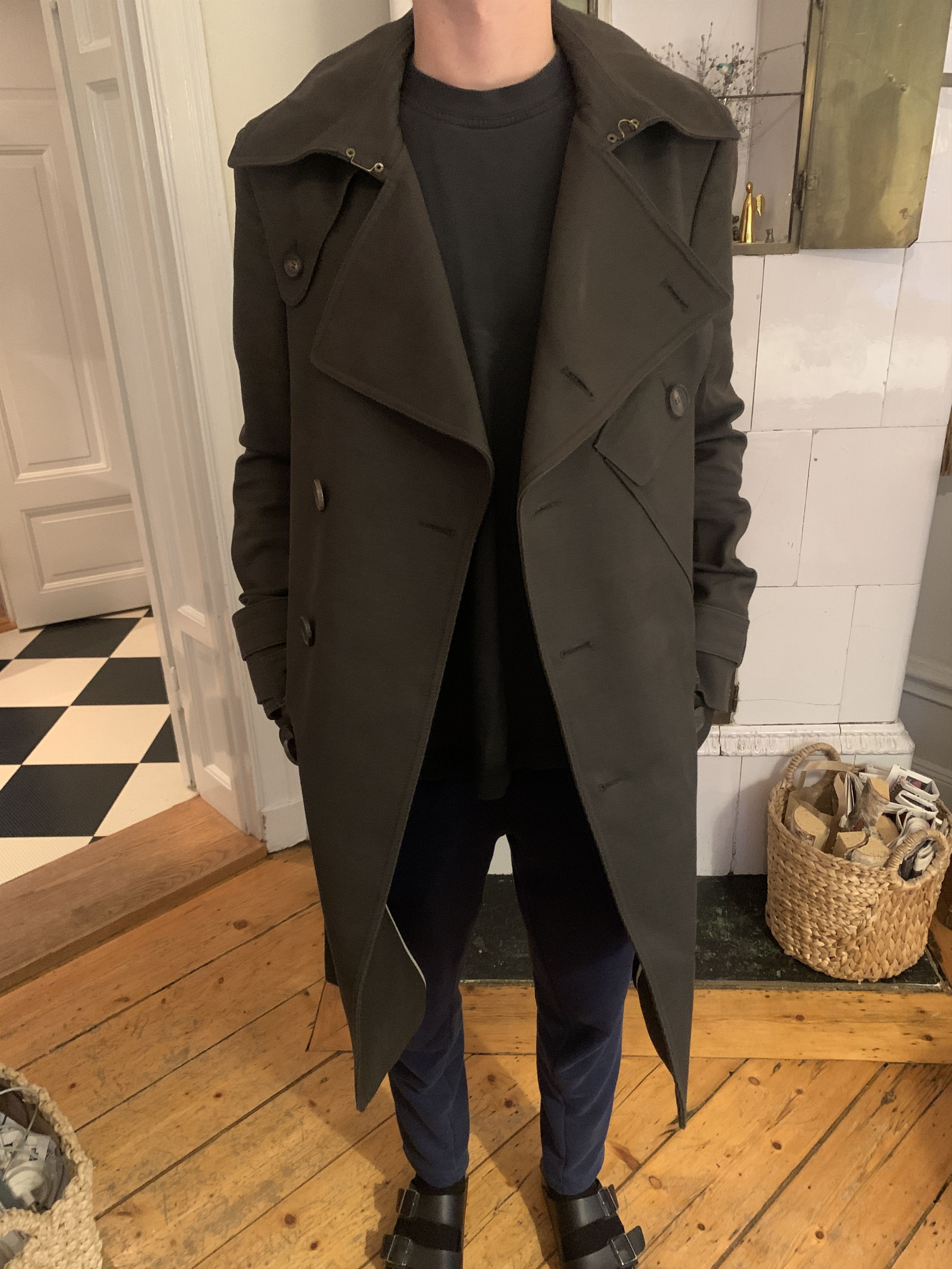 image of Burberry Trench Coat Heavy Corduroy Dark Green, Men's (Size Large)